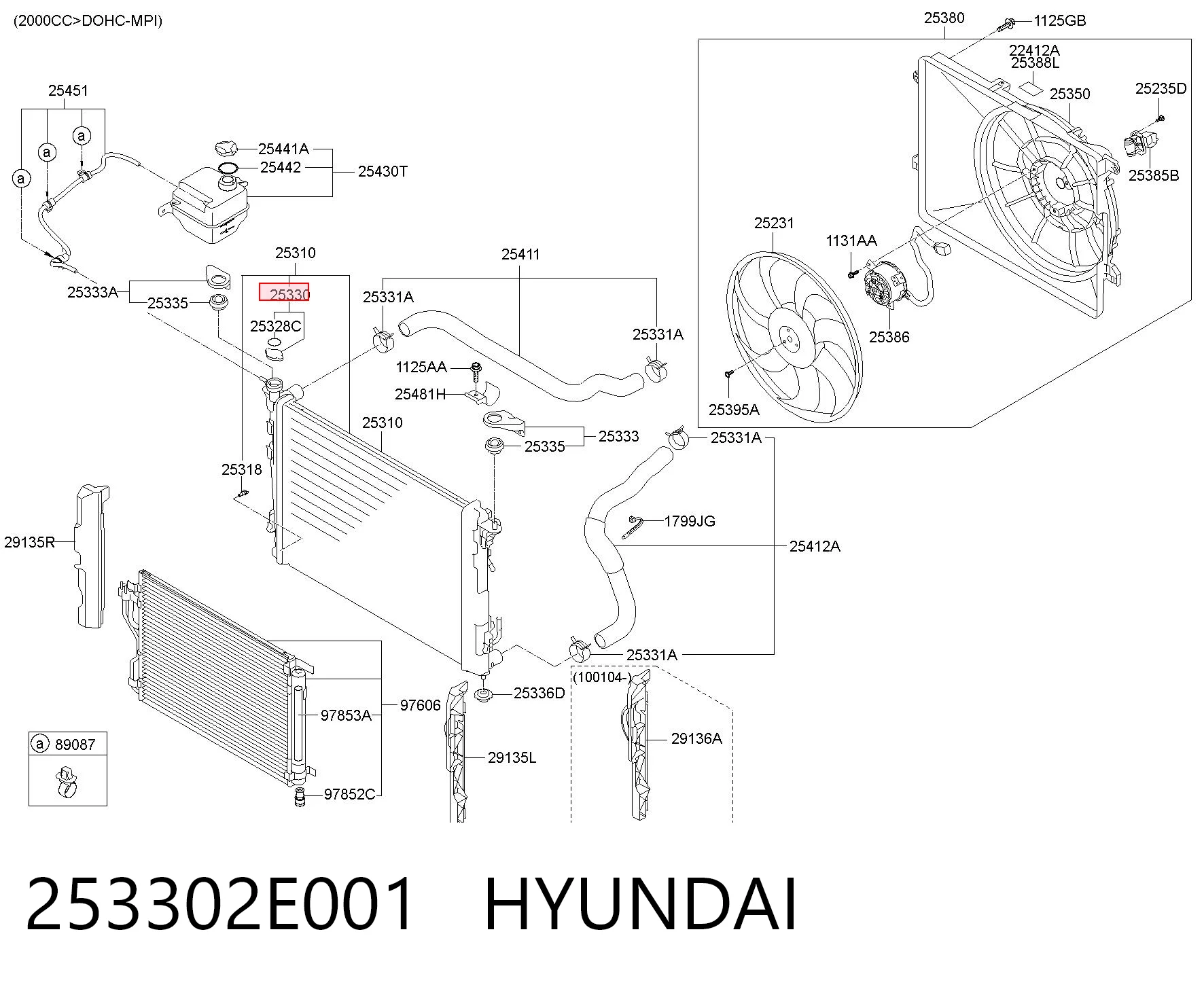 253302E001 Hyundai/Kia Tapa de radiador