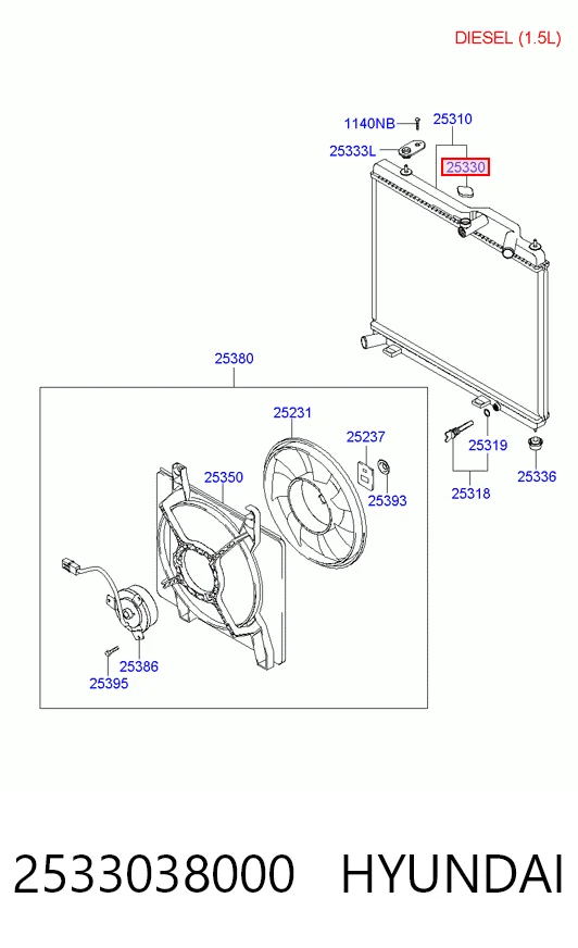 2533038000 Hyundai/Kia Tapa de radiador