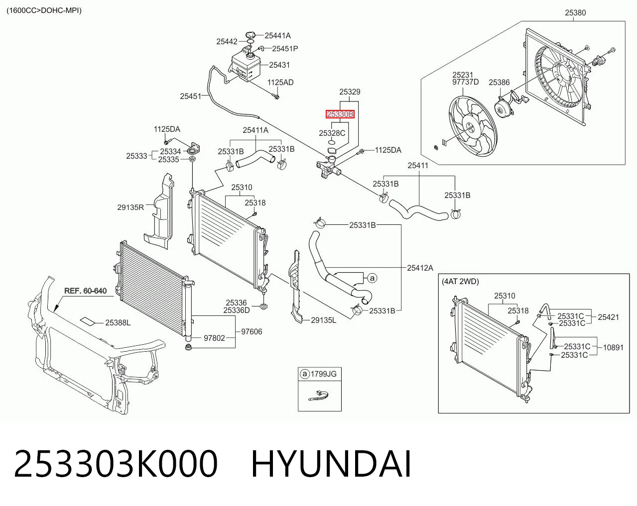 253303K000 Hyundai/Kia Tapa de radiador