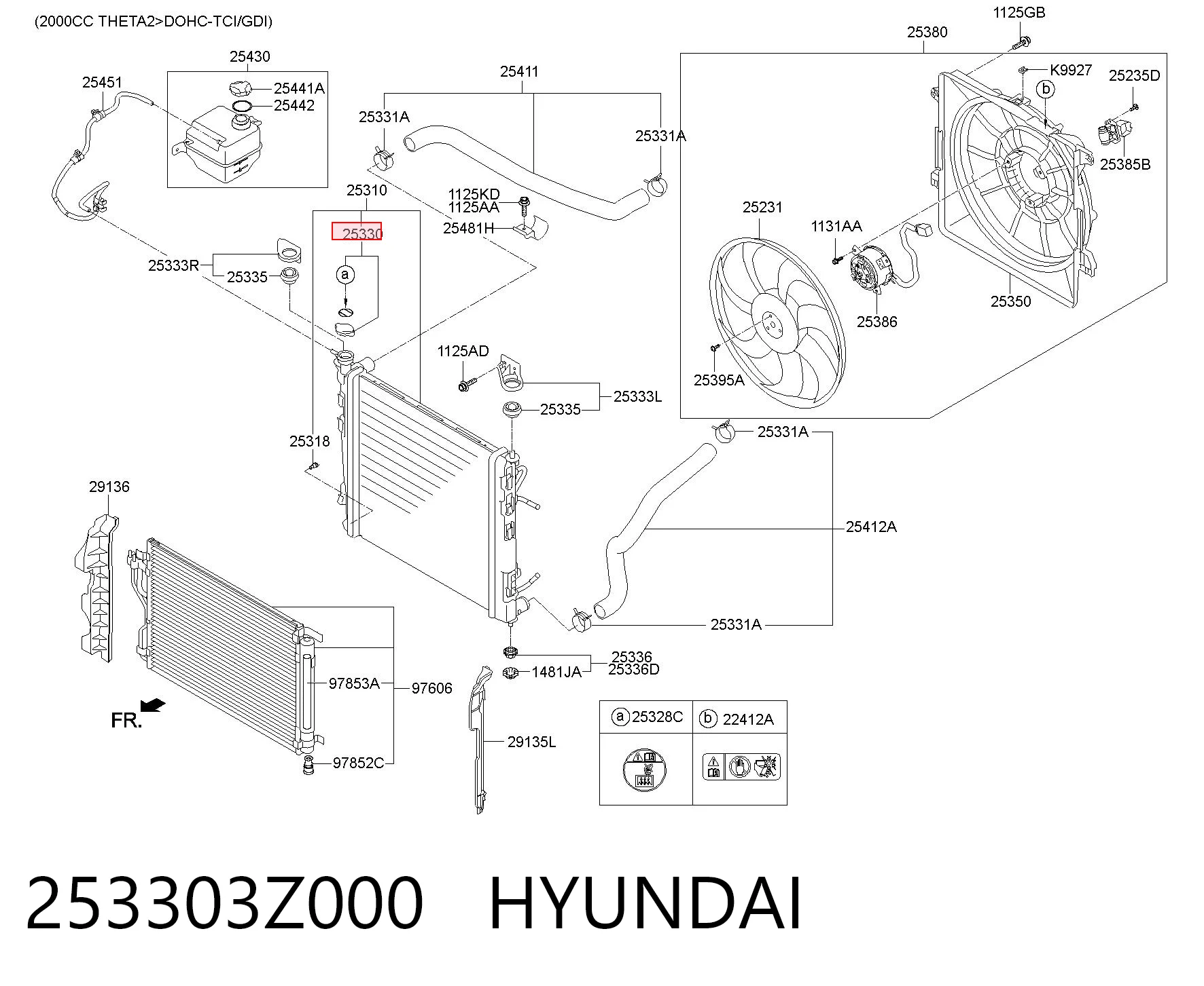 253303Z000 Hyundai/Kia Tapa de radiador
