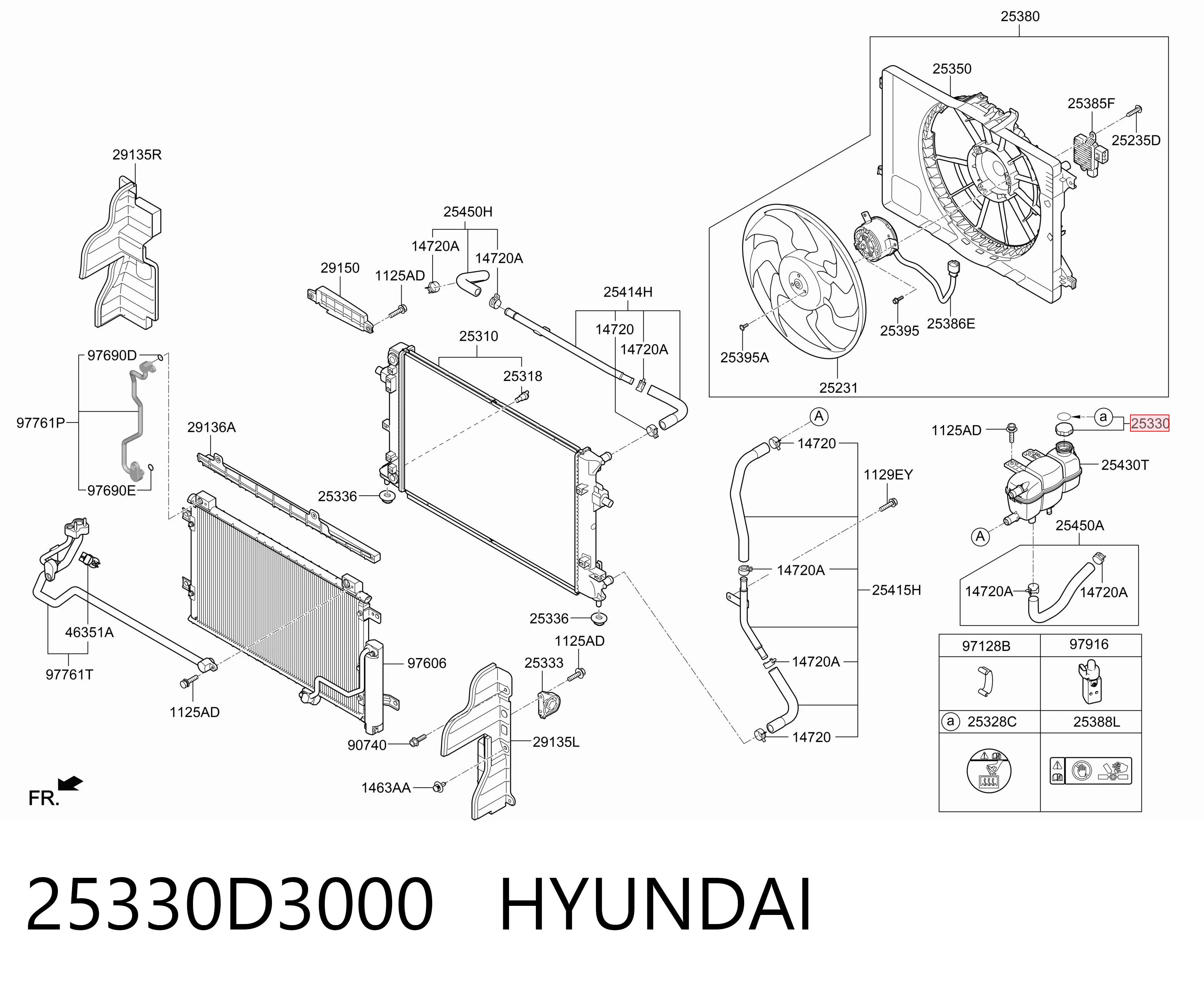 25330D3000 Hyundai/Kia Tapón del radiador de refrigerante