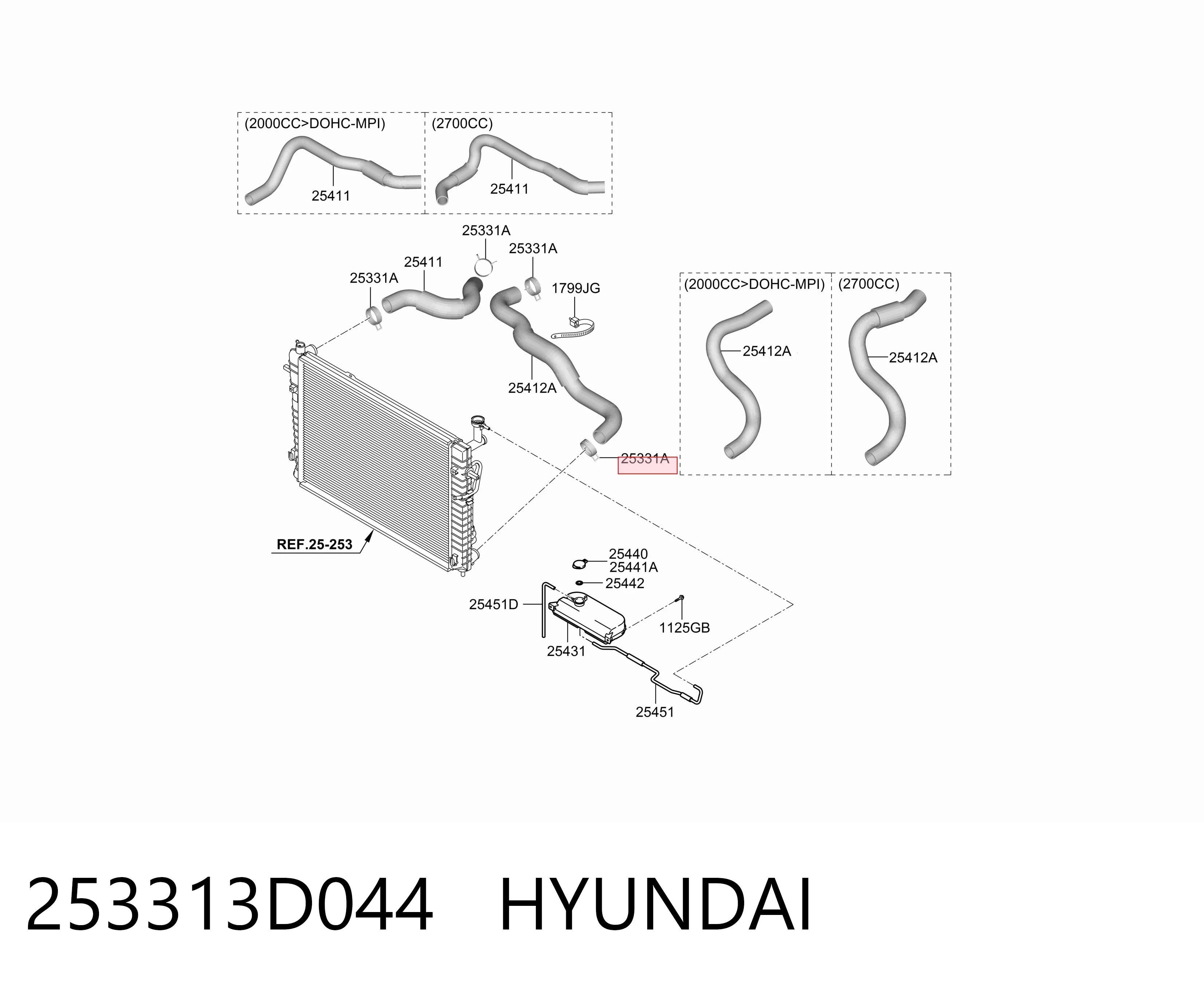 253313D044 Hyundai/Kia Abrazadera metálica universal