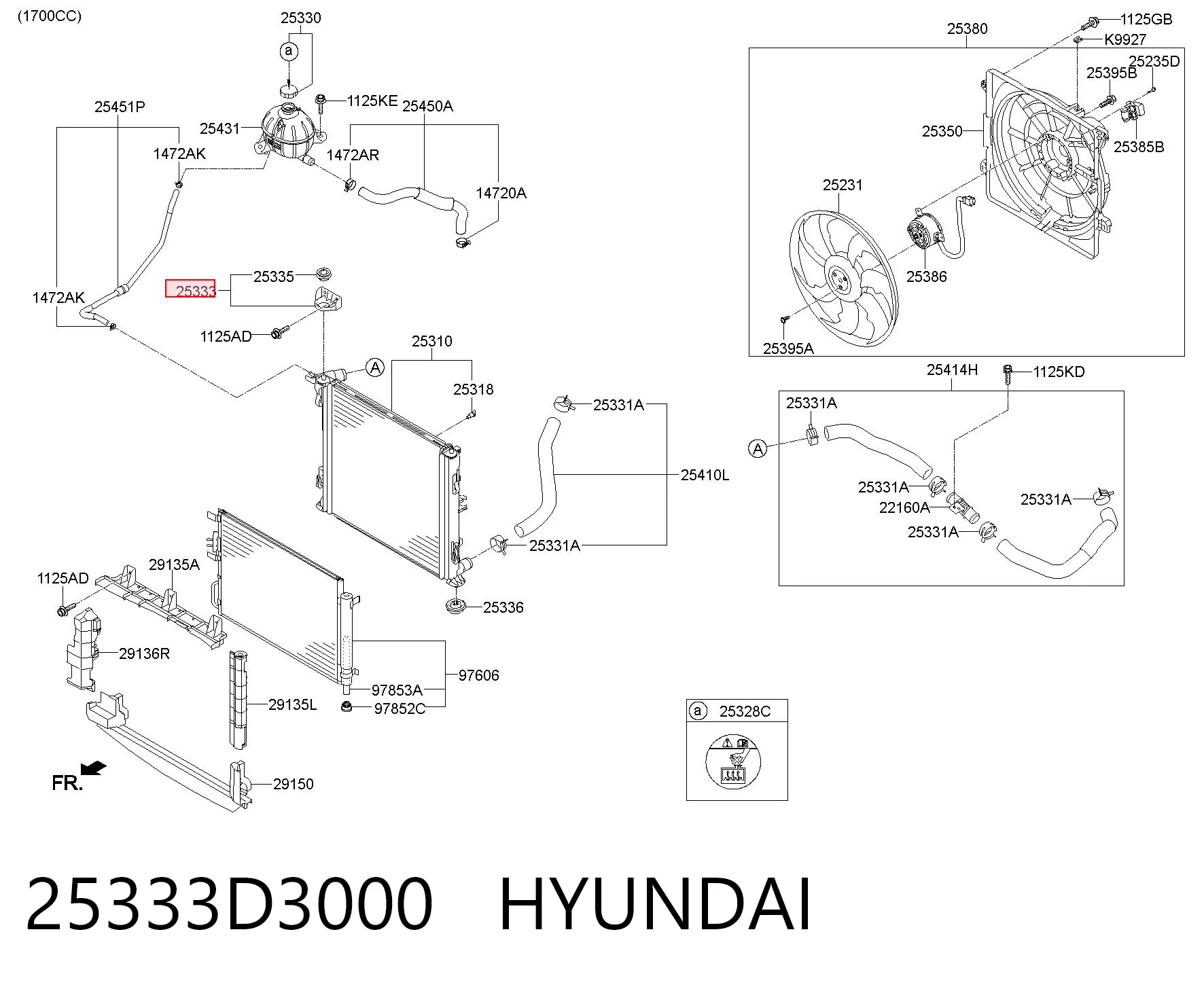 25333D3000 Hyundai/Kia Soporte superior del radiador