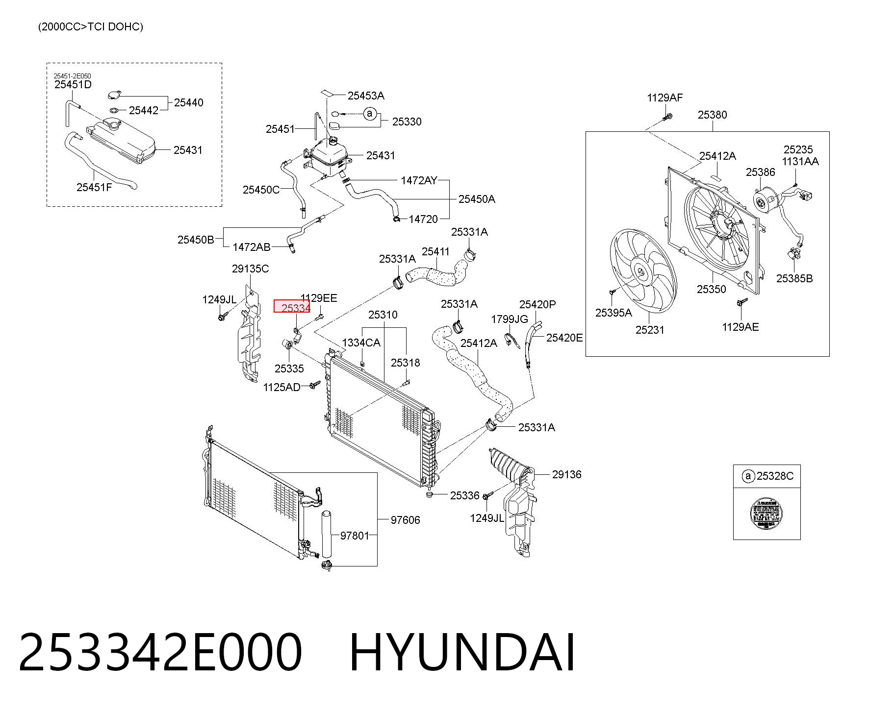 253342E000 Hyundai/Kia Soporte superior del radiador