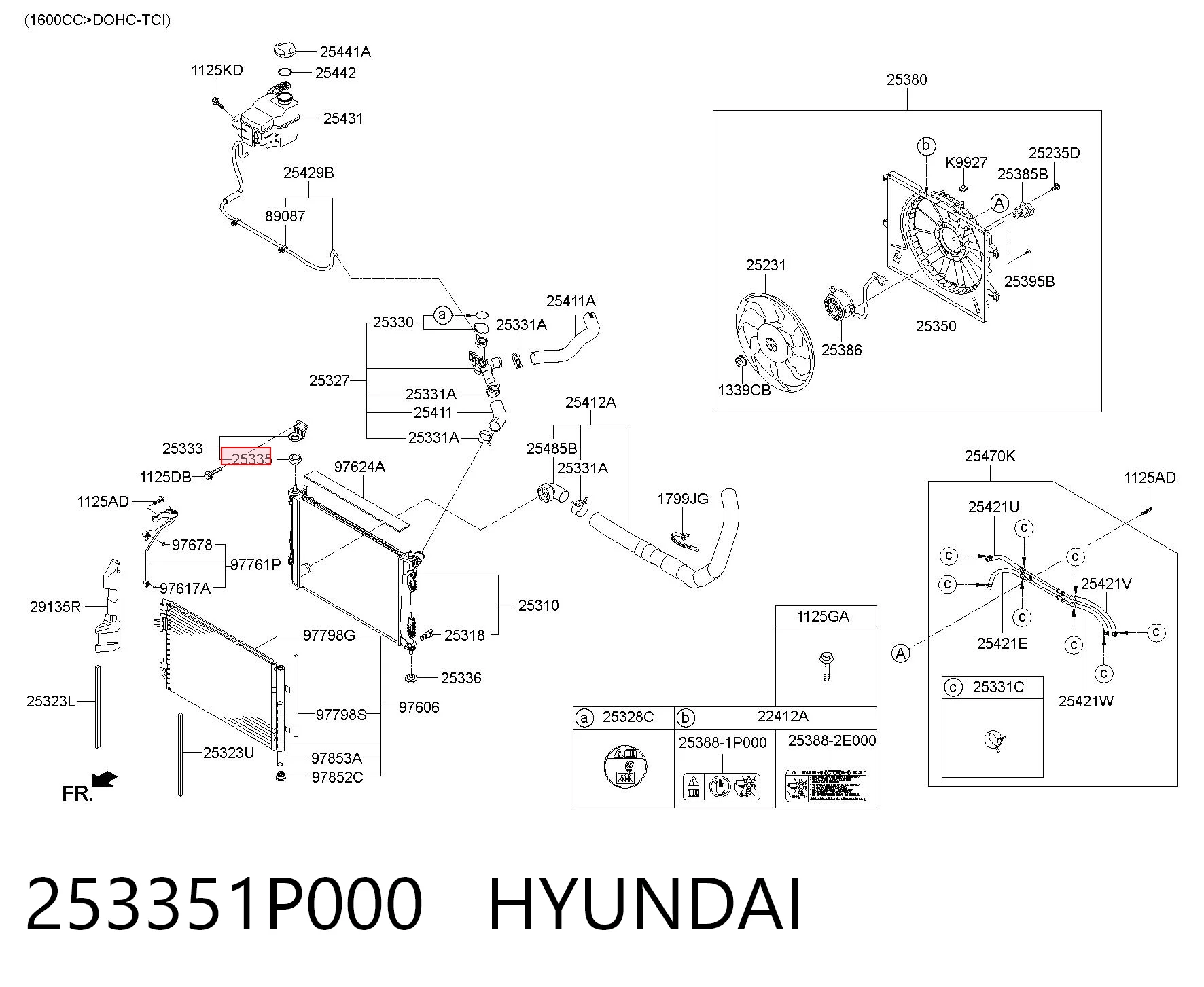 253351P000 Hyundai/Kia Soporte superior de radiador