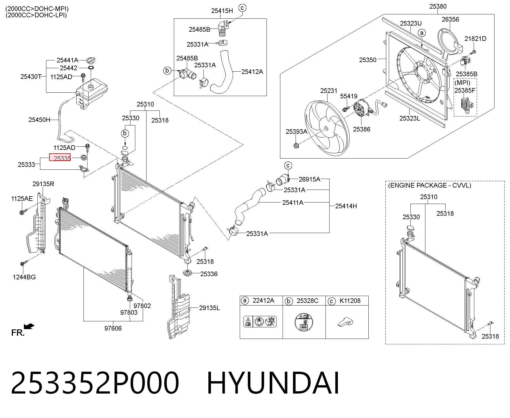 253352P000 Hyundai/Kia Soporte superior de radiador