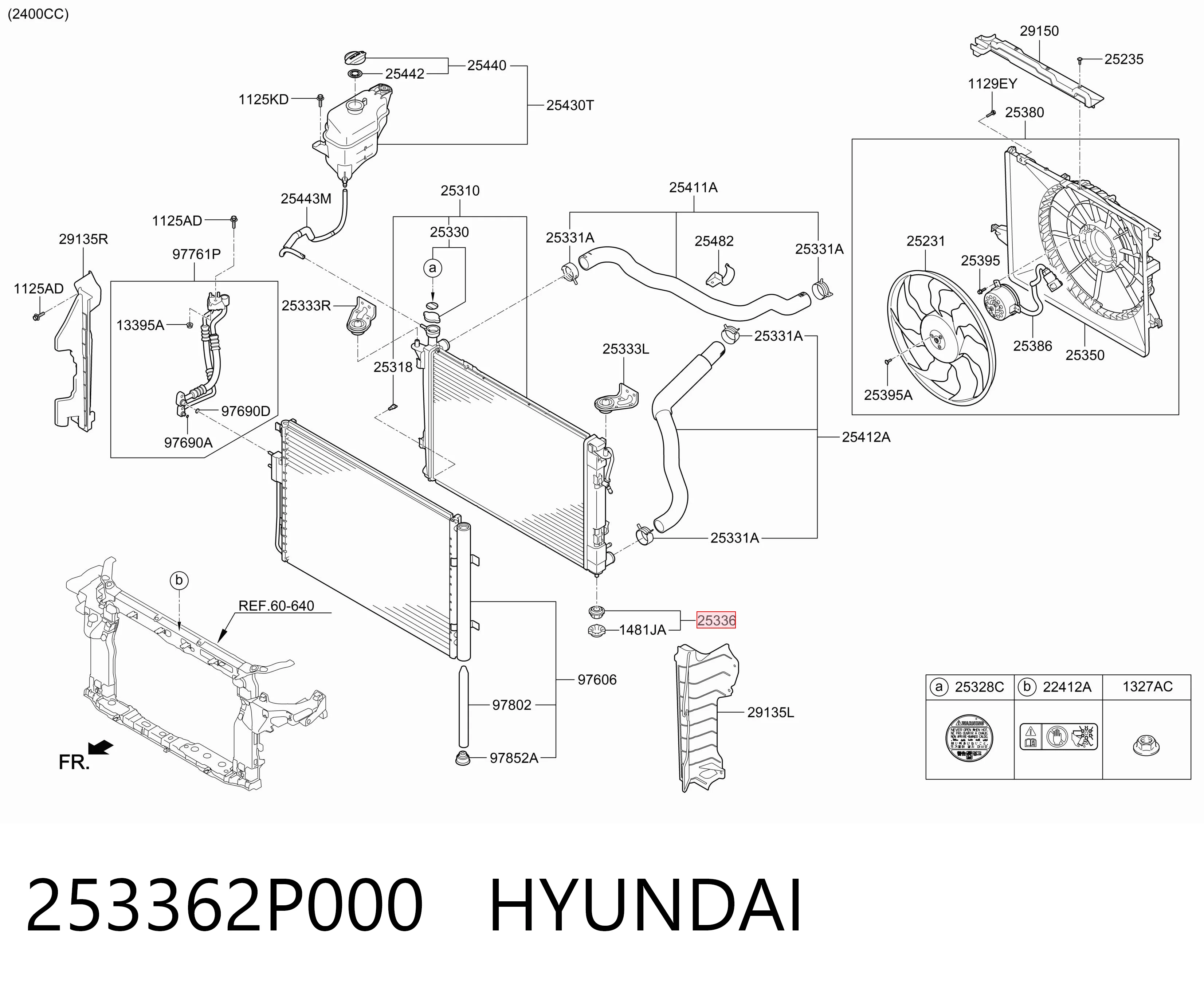 253362P000 Hyundai/Kia Soporte inferior de fijación del radiador