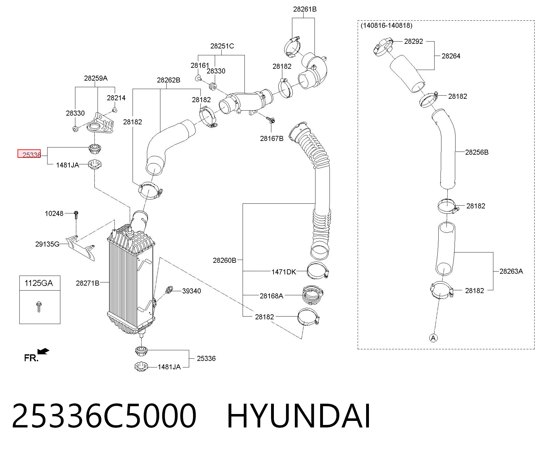 25336C5000 Hyundai/Kia Soporte inferior de fijación del radiador