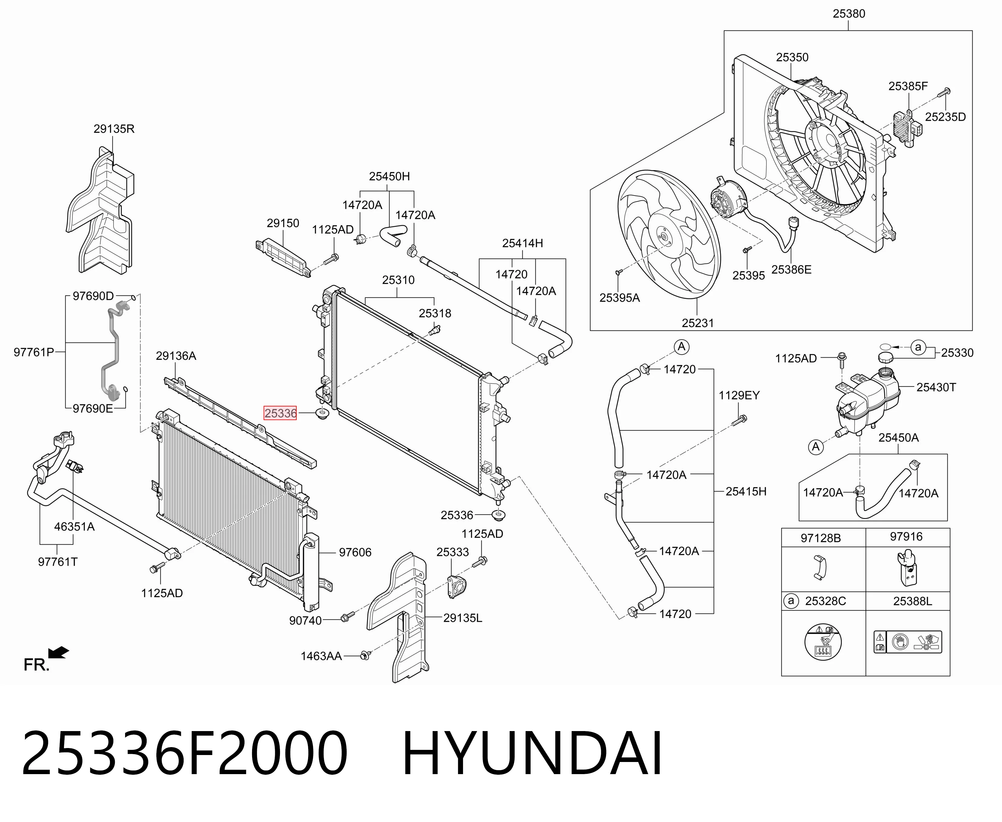 25336F2000 Hyundai/Kia Soporte inferior de fijación del radiador