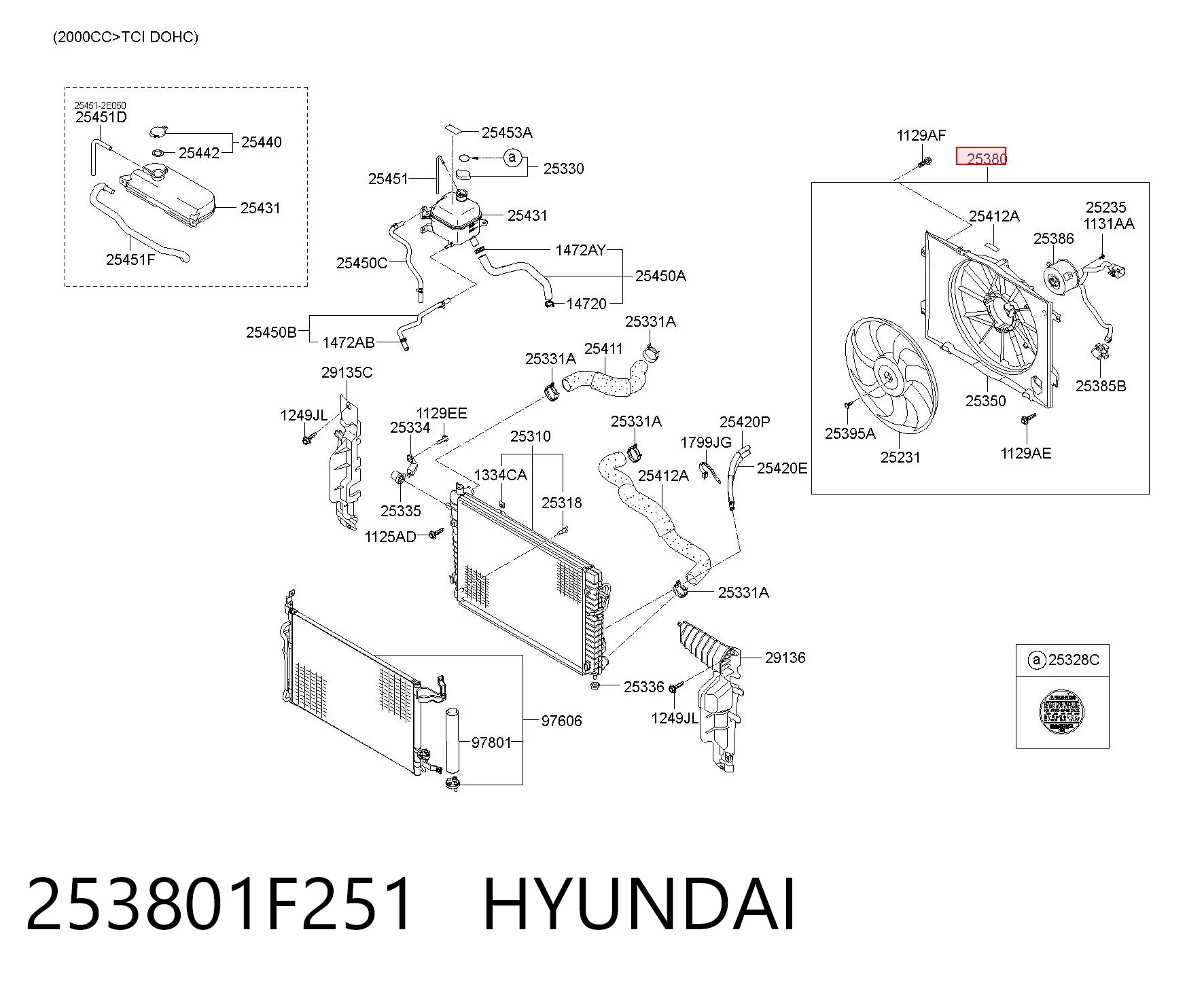 253801F251 Hyundai/Kia Ventilador de refrigeración del motor