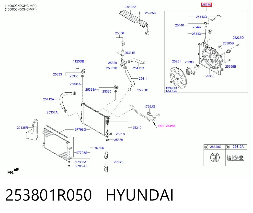 253801R050 Hyundai/Kia Ventilador de refrigeración del motor