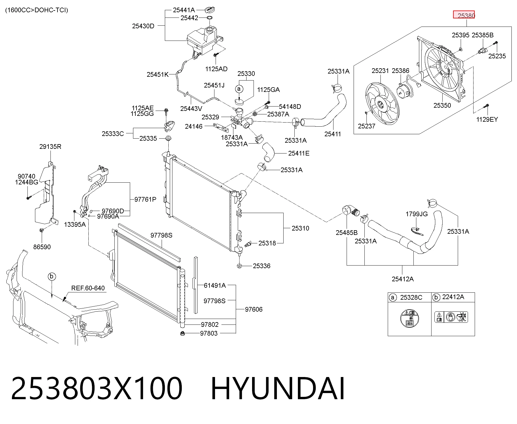 253803X100 Hyundai/Kia Ventilador de refrigeración del motor
