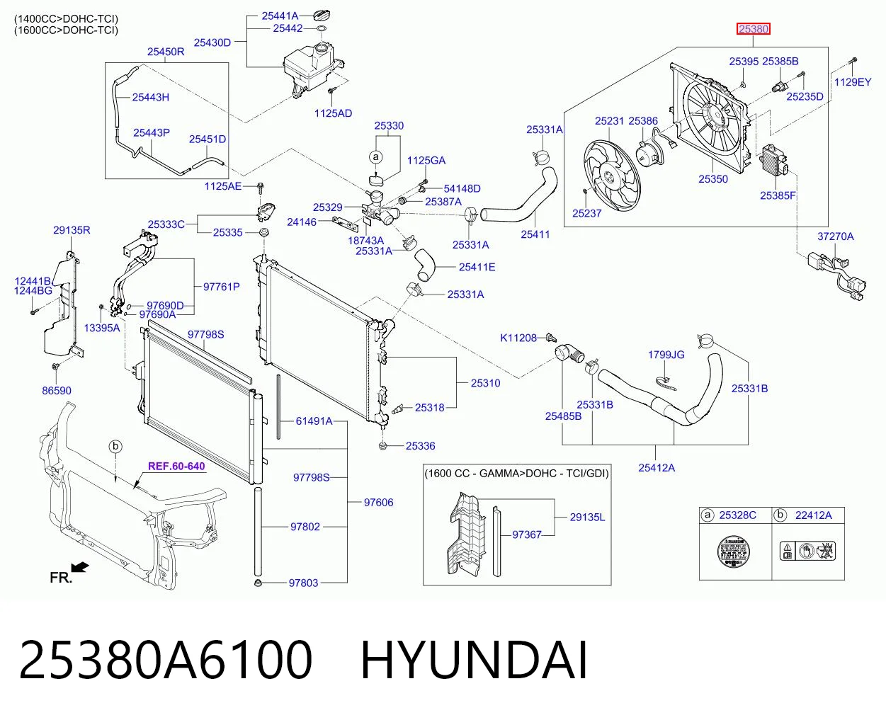 25380A6100 Hyundai/Kia Ventilador de refrigeración del motor