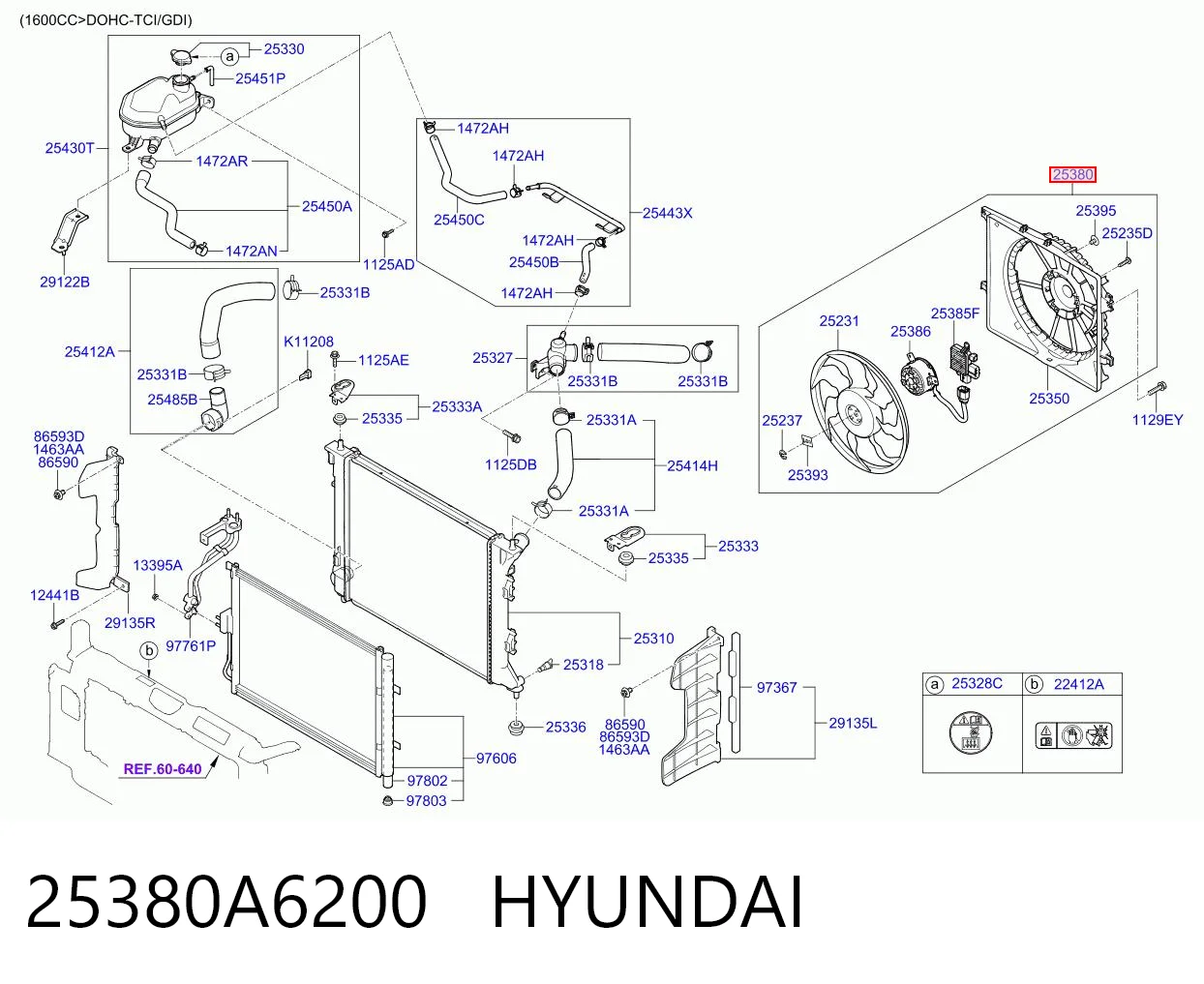 25380A6200 Hyundai/Kia Ventilador de refrigeración del motor