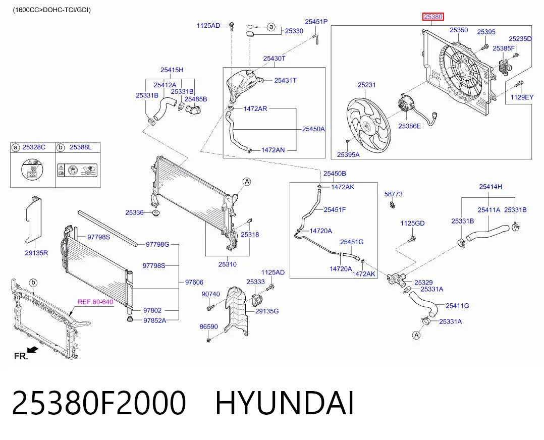 25380F2000 Hyundai/Kia Ventilador de refrigeración del motor