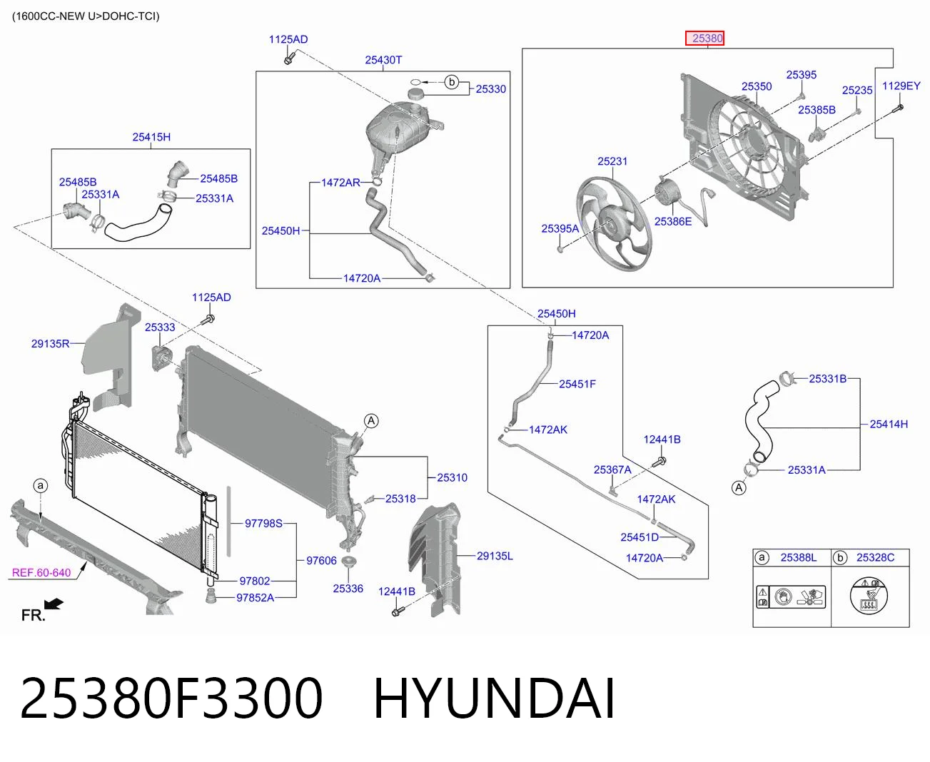 25380F3300 Hyundai/Kia Ventilador de refrigeración del motor