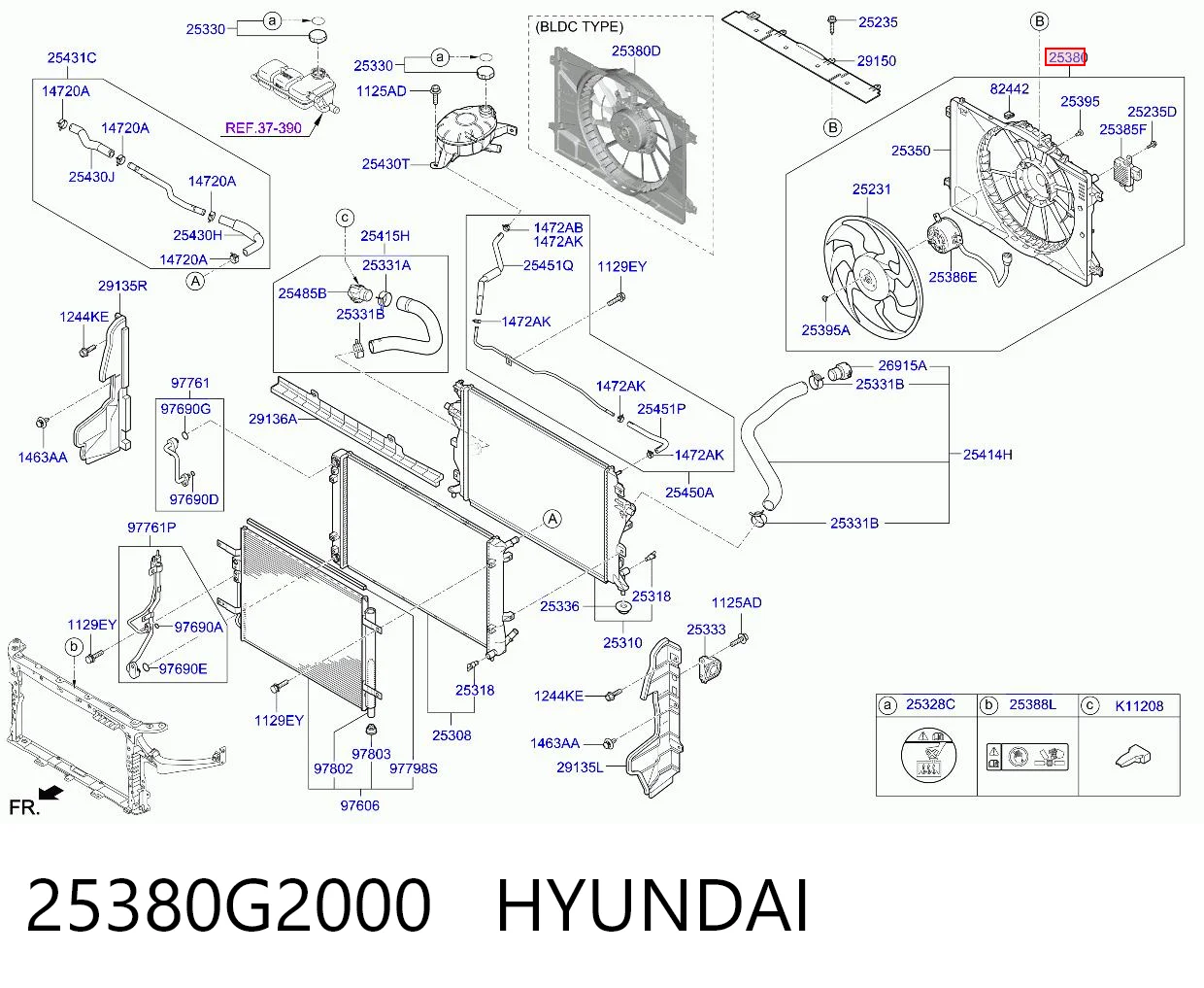 25380G2000 Hyundai/Kia Ventilador de refrigeración del motor