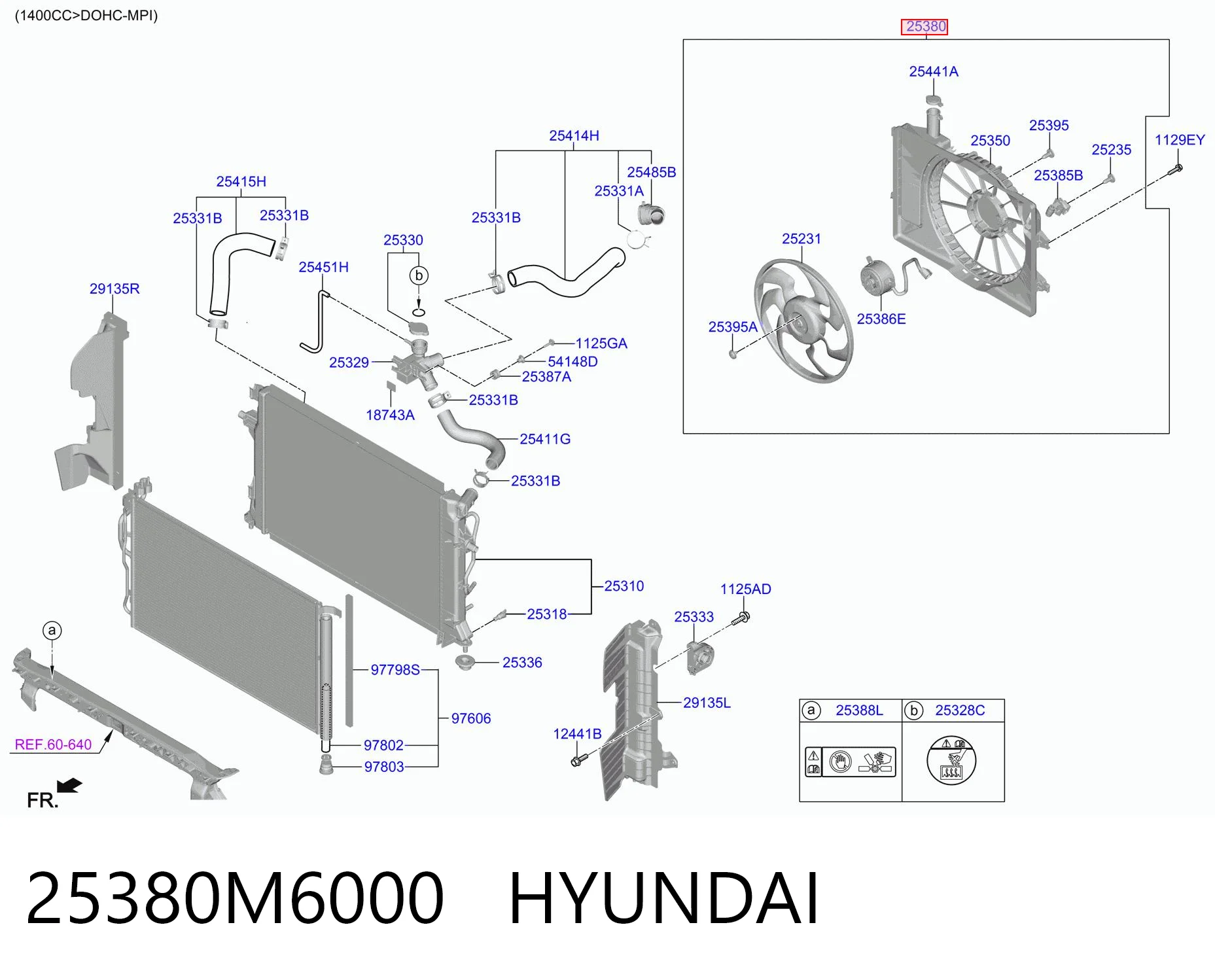 25380M6000 Hyundai/Kia Ventilador de refrigeración del motor