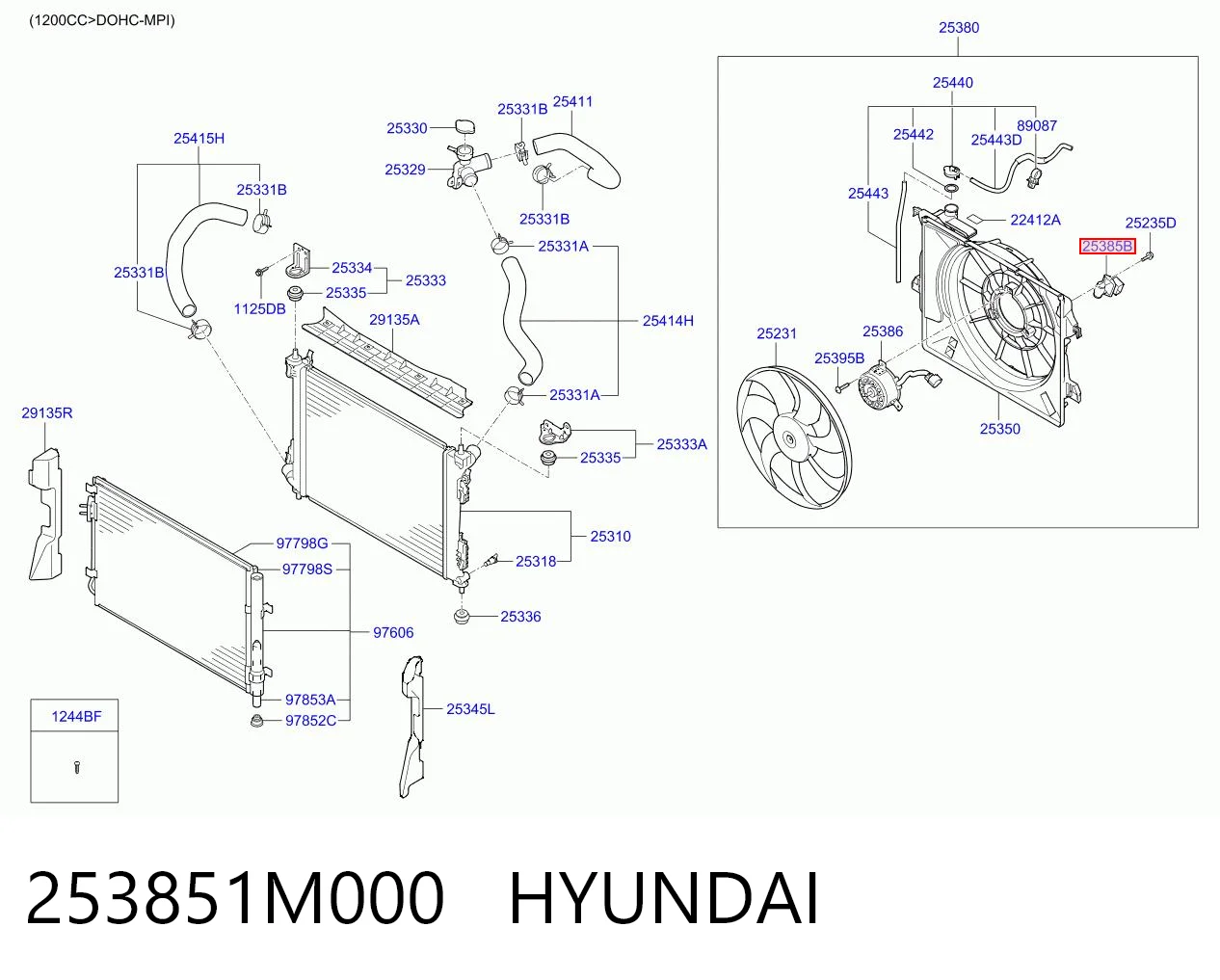 253851M000 Hyundai/Kia Resistencia de calefacción