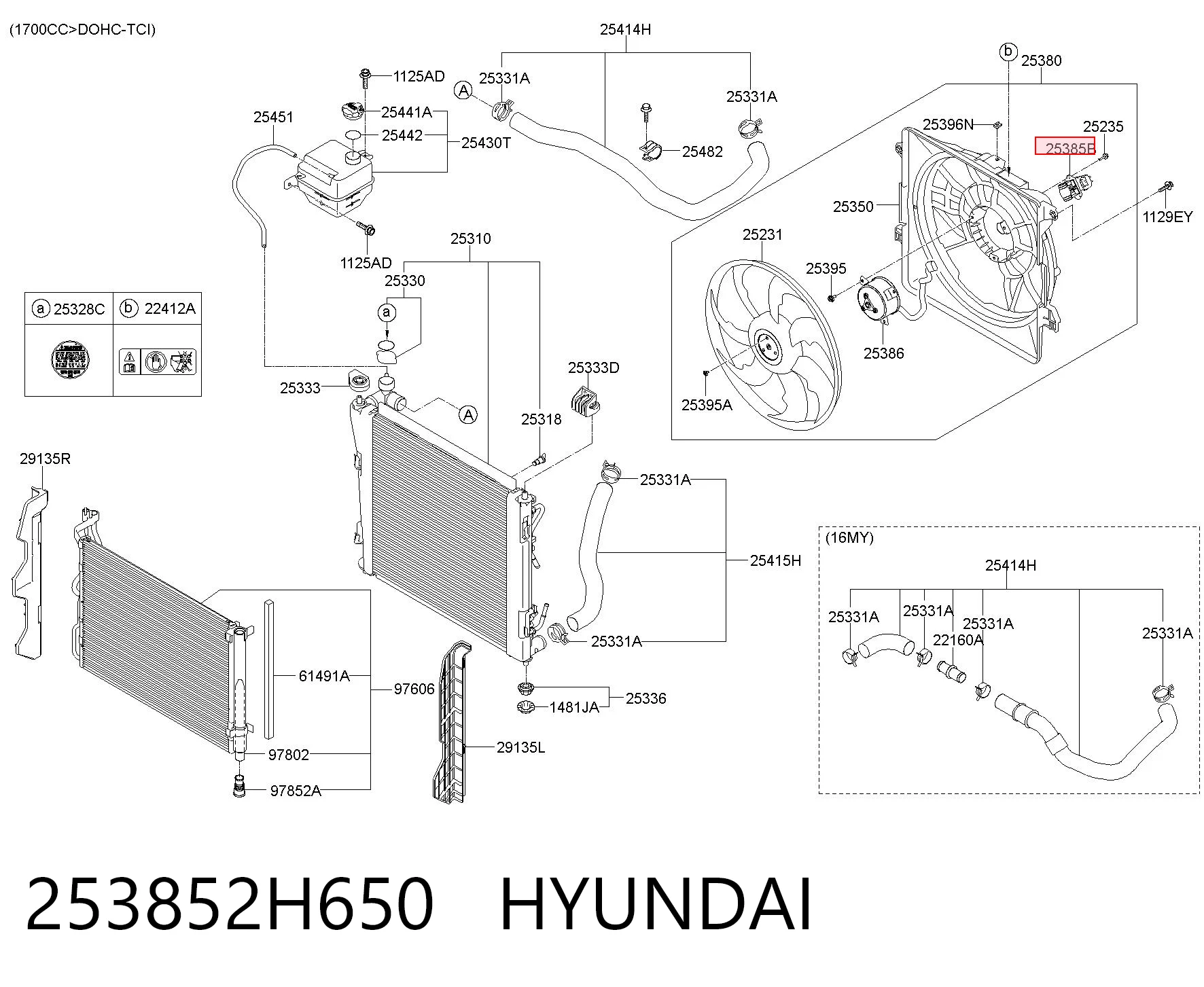 253852H650 Hyundai/Kia Regulador de velocidad del ventilador de refrigeración (unidad de control)