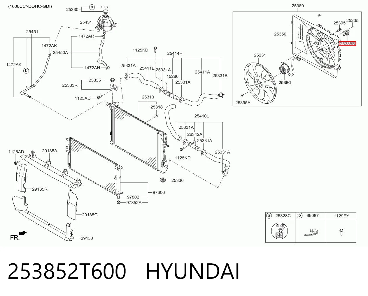 253852T600 Hyundai/Kia Regulador de velocidad del ventilador de refrigeración (unidad de control)
