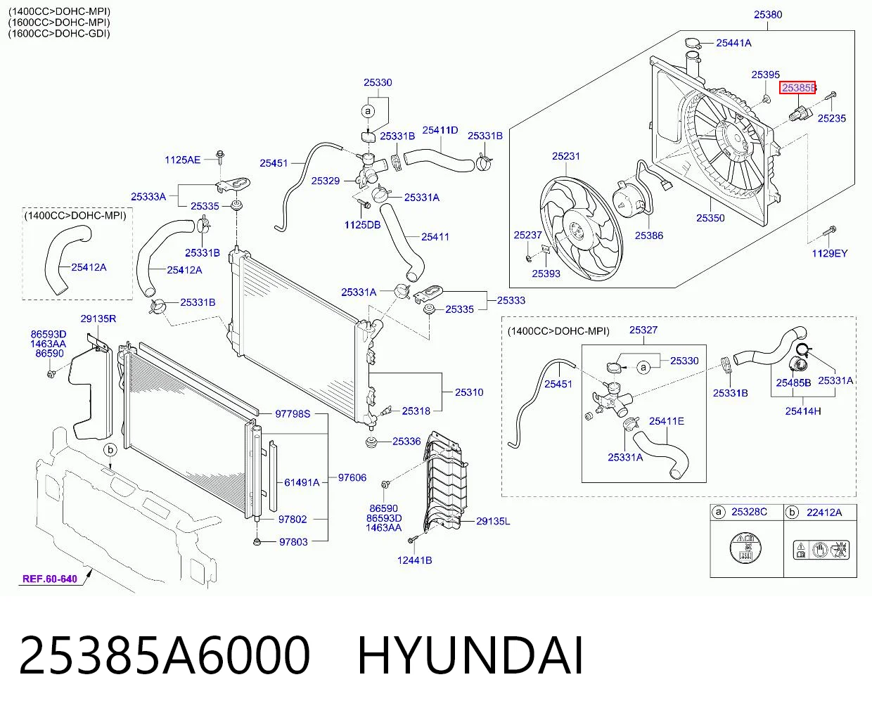 25385A6000 Hyundai/Kia Regulador de velocidad del ventilador de refrigeración (unidad de control)