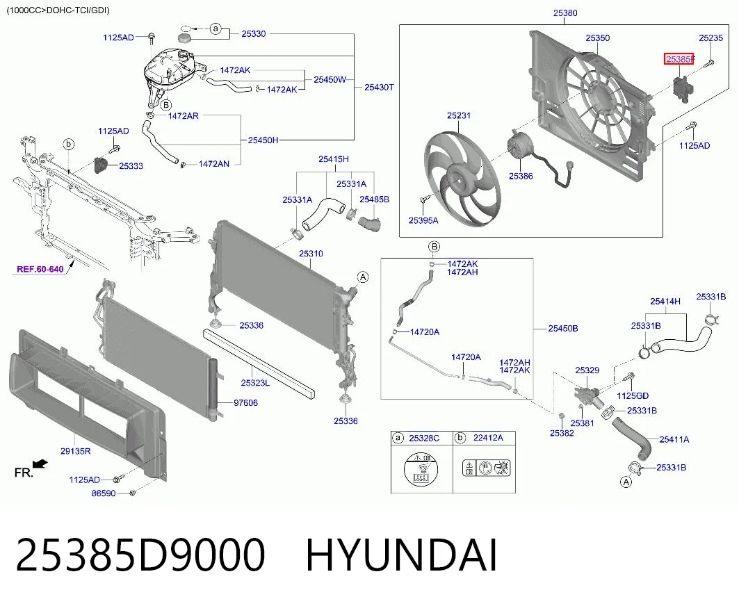25385D9000 Hyundai/Kia Regulador de velocidad del ventilador de refrigeración (unidad de control)