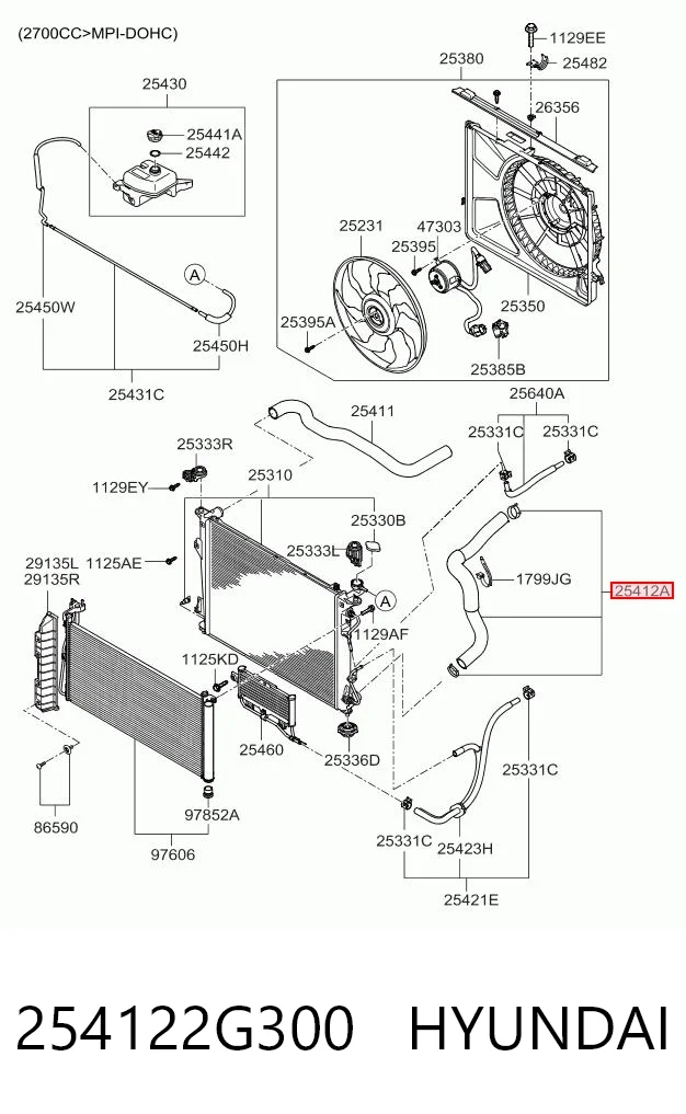 254122G300 Hyundai/Kia Manguera inferior del radiador