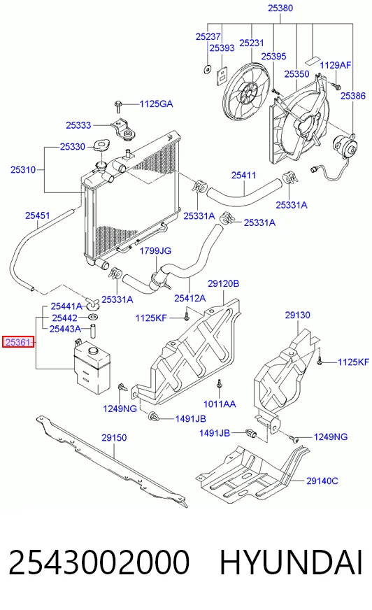 Depósito de expansión para Hyundai Atos  MX