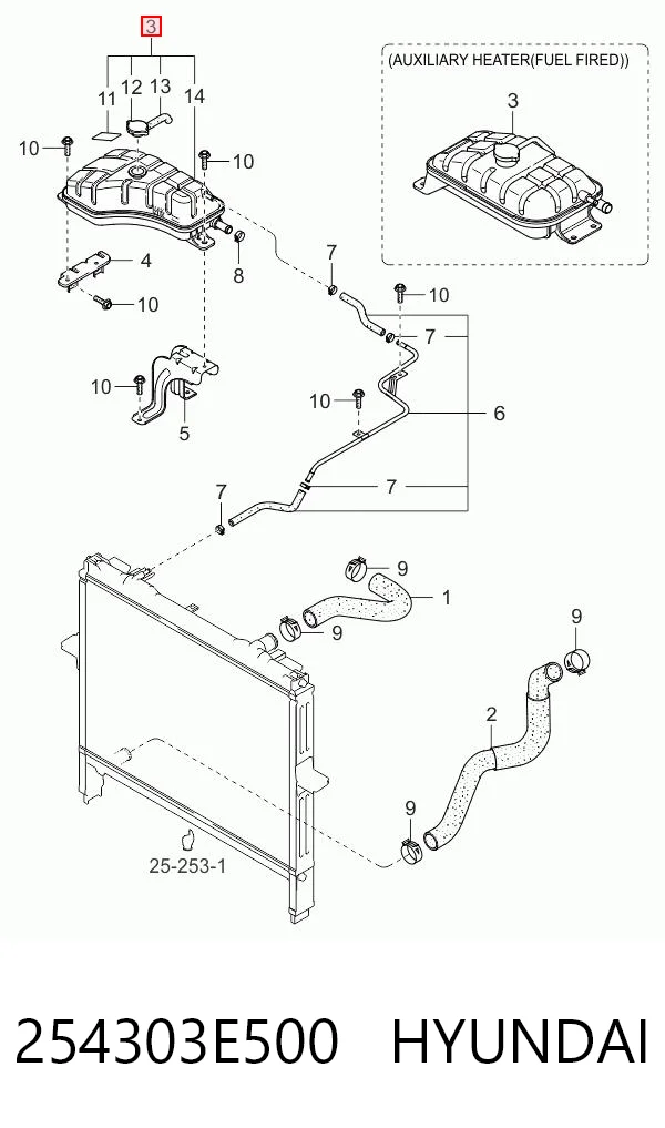Depósito de expansión del sistema de refrigeración 254303E500 HYUNDAI