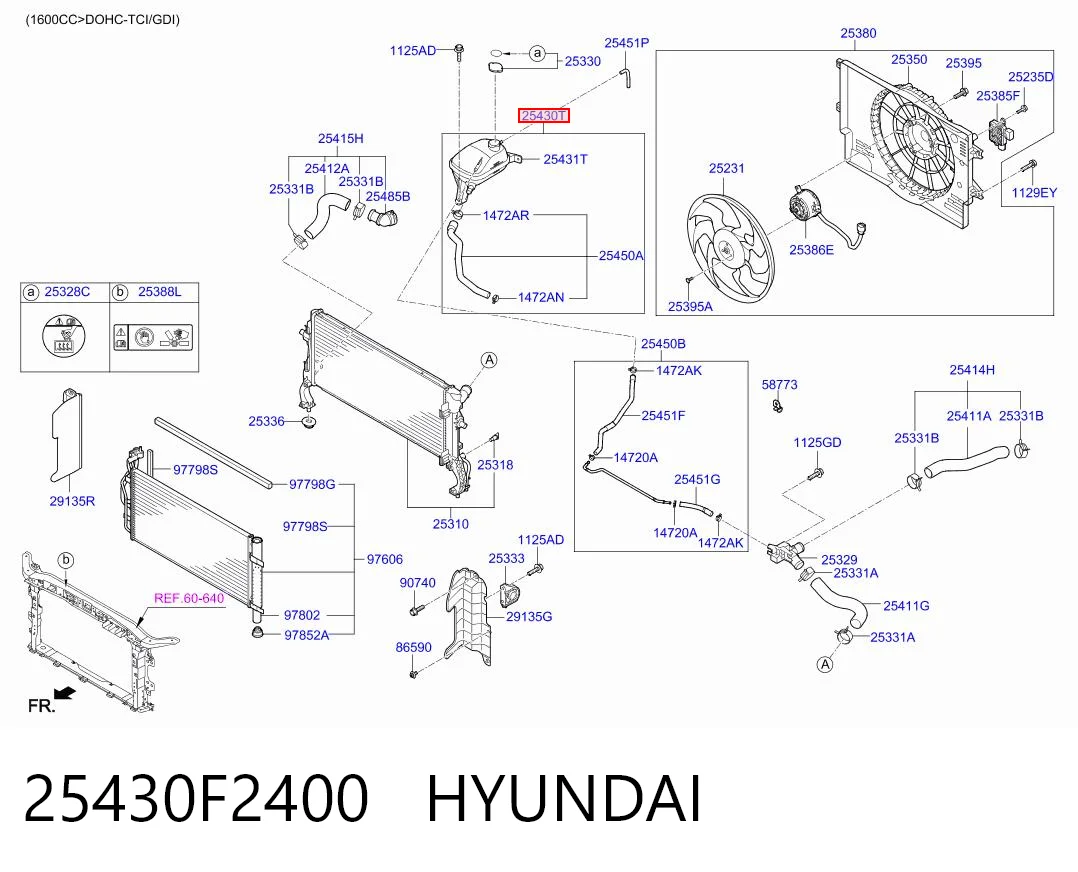 25430F2400 Hyundai/Kia Depósito de expansión