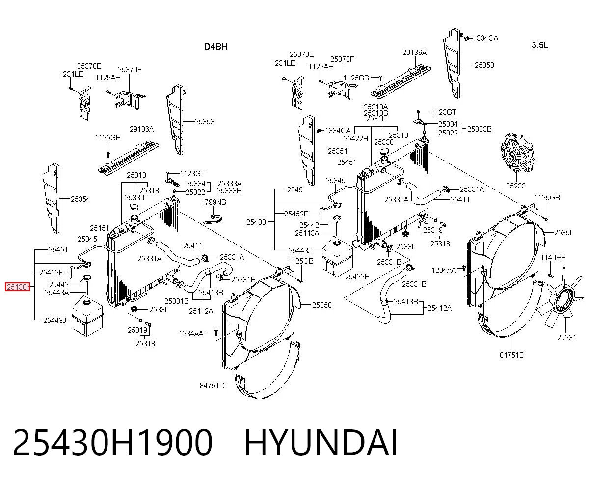 Vaso de expansión, refrigerante 25430H1900 HYUNDAI