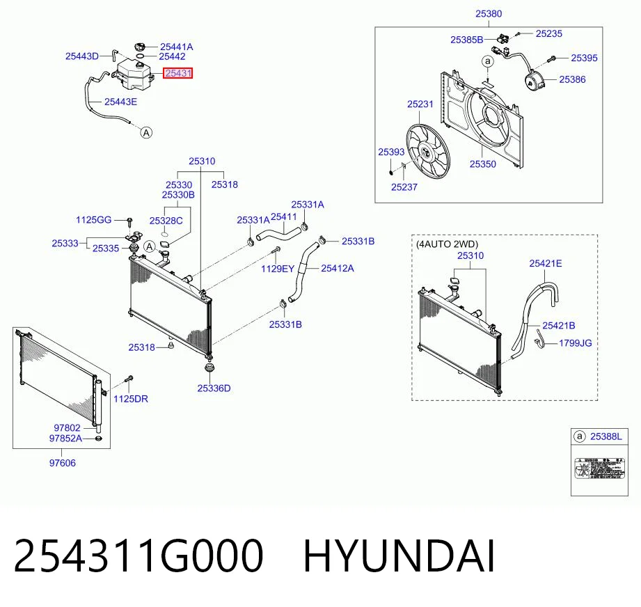 254311G000 Hyundai/Kia Depósito de expansión