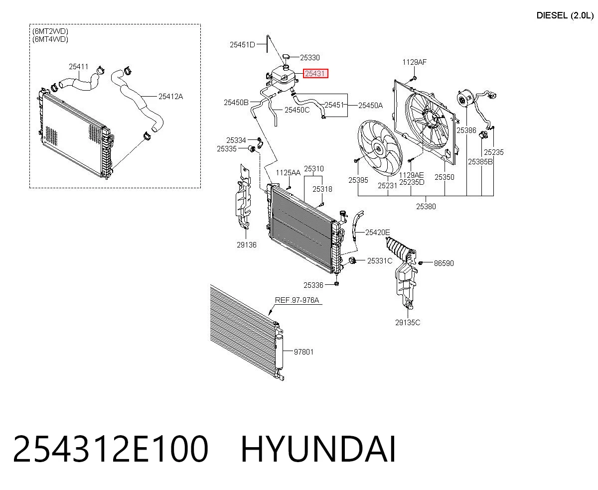 254312E100 Hyundai/Kia Depósito de expansión