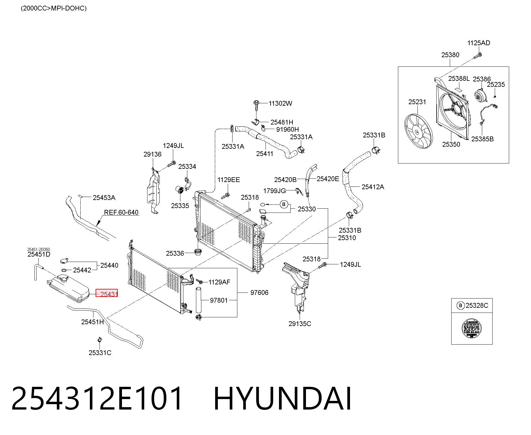 254312E101 Hyundai/Kia Depósito de expansión