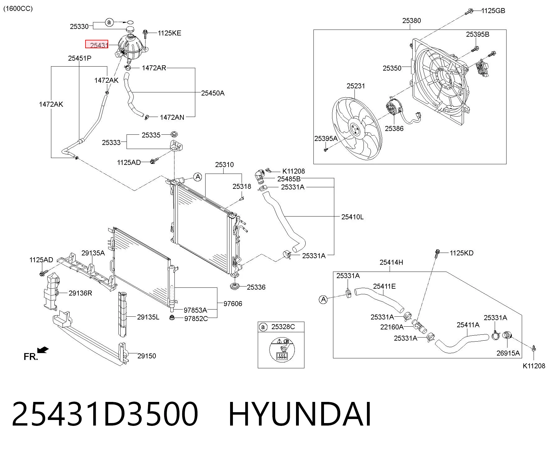 25431D3500 Hyundai/Kia Depósito de expansión