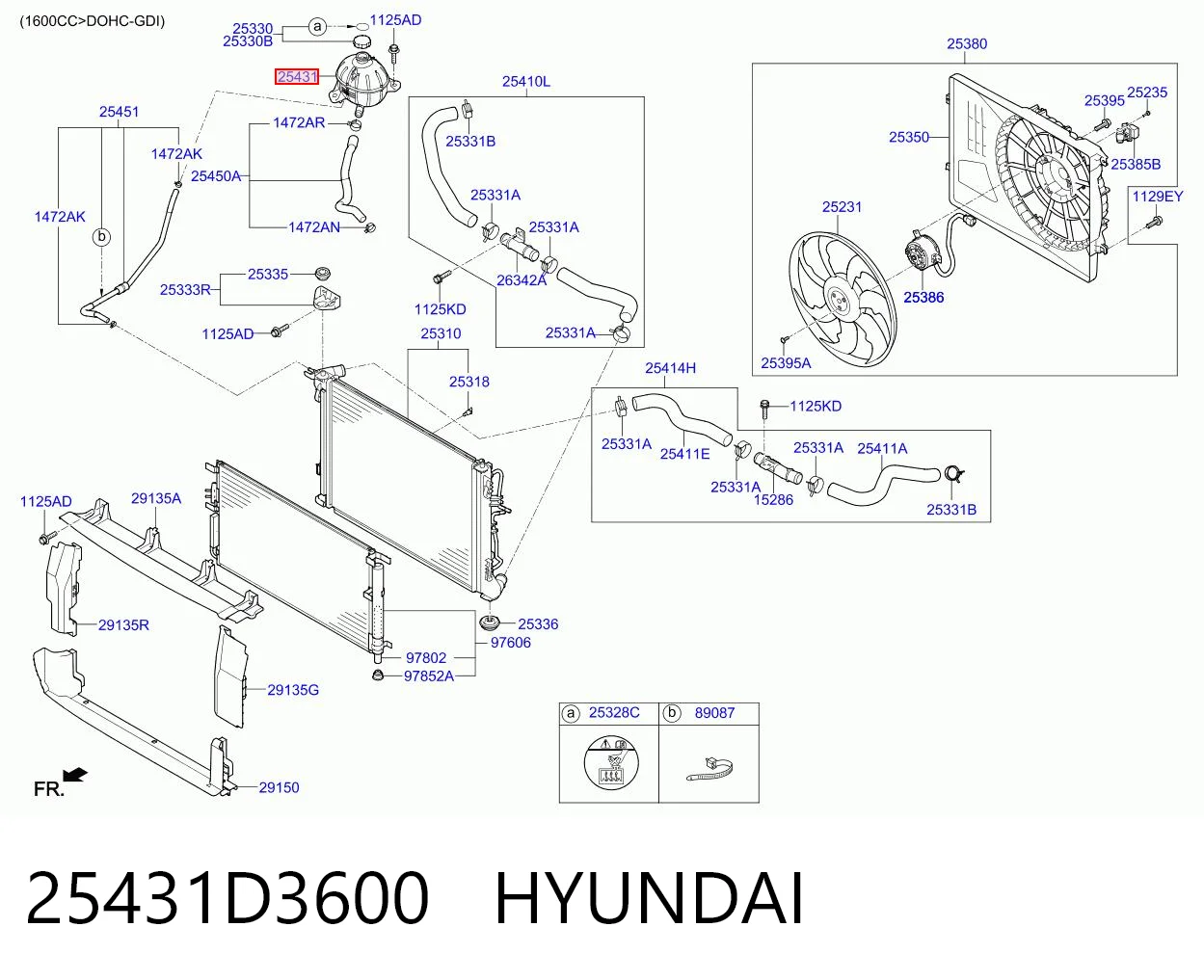 25431D3600 Hyundai/Kia Depósito de expansión