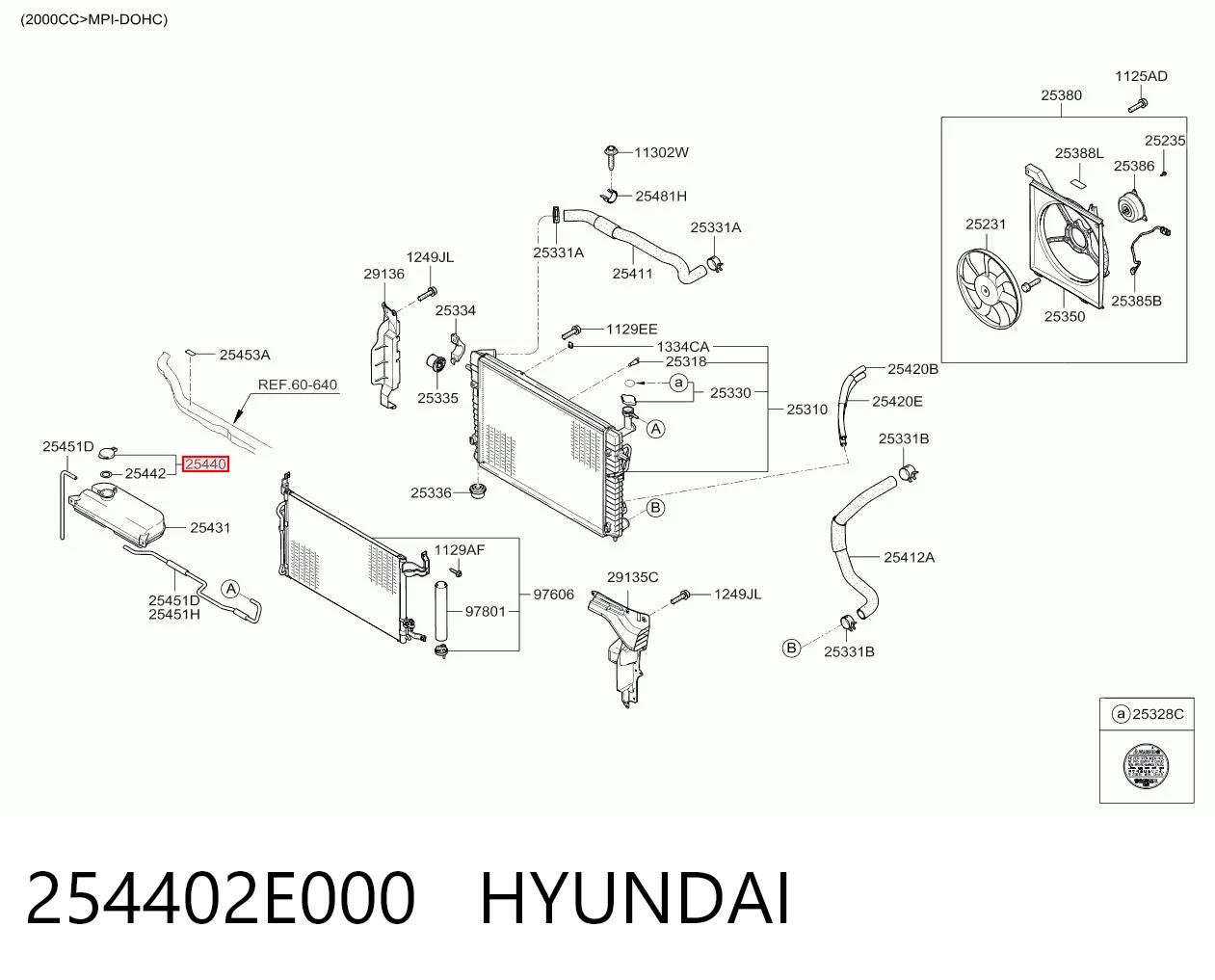 254402E000 Hyundai/Kia Tapón del radiador de refrigerante