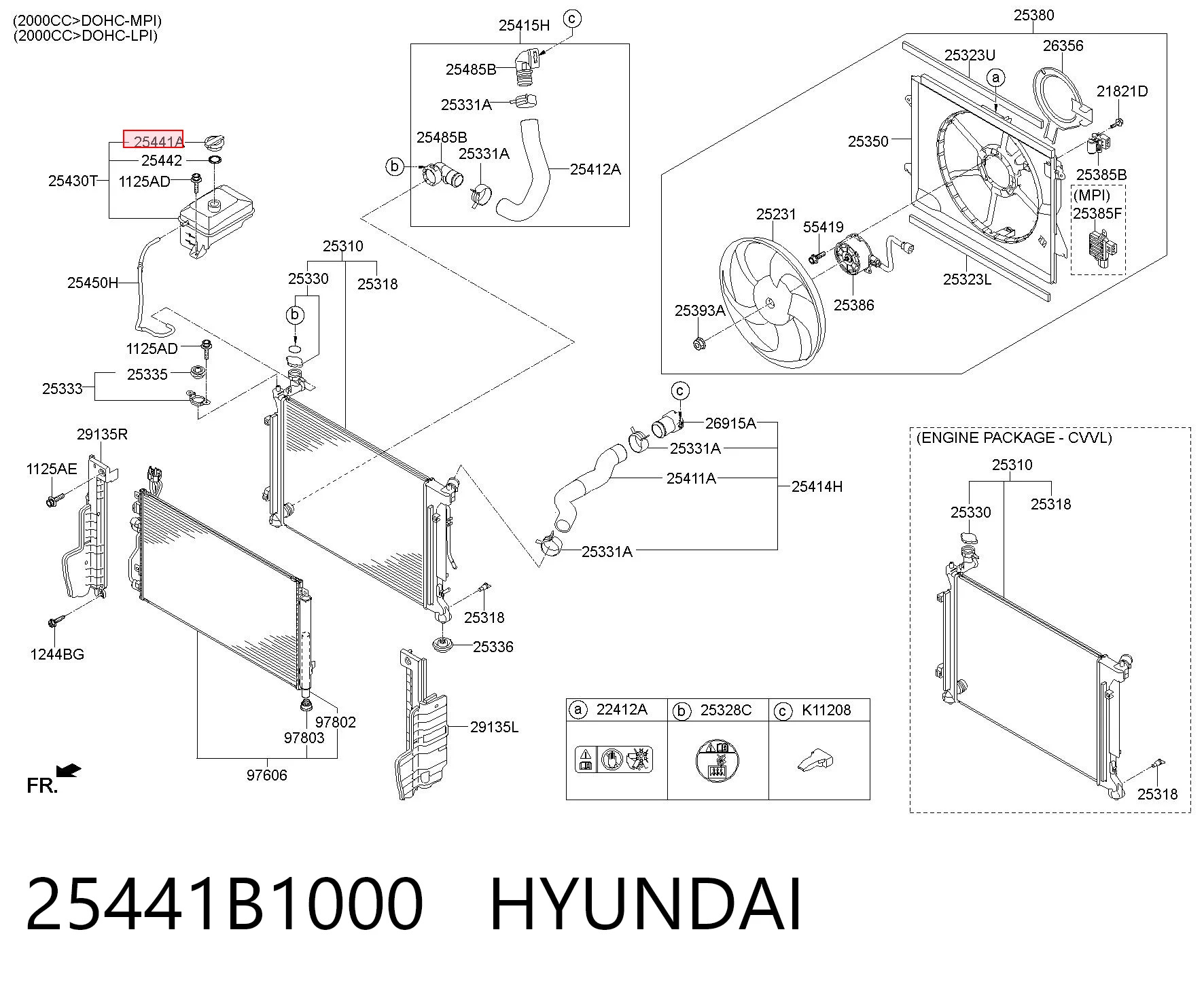 25441B1000 Hyundai/Kia Tapón del radiador de refrigerante