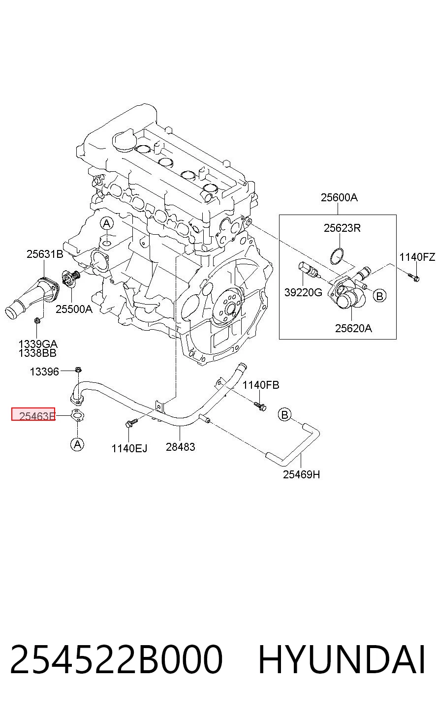 254522B000 Hyundai/Kia Junta termostato