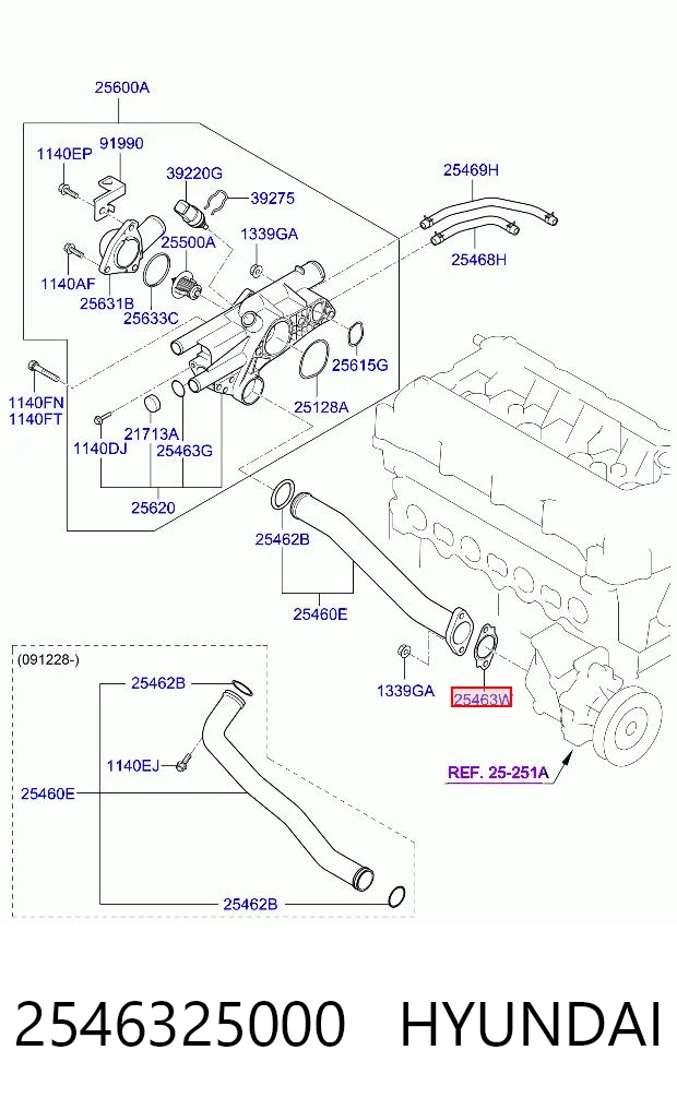 2546325000 Hyundai/Kia Junta de bomba de agua