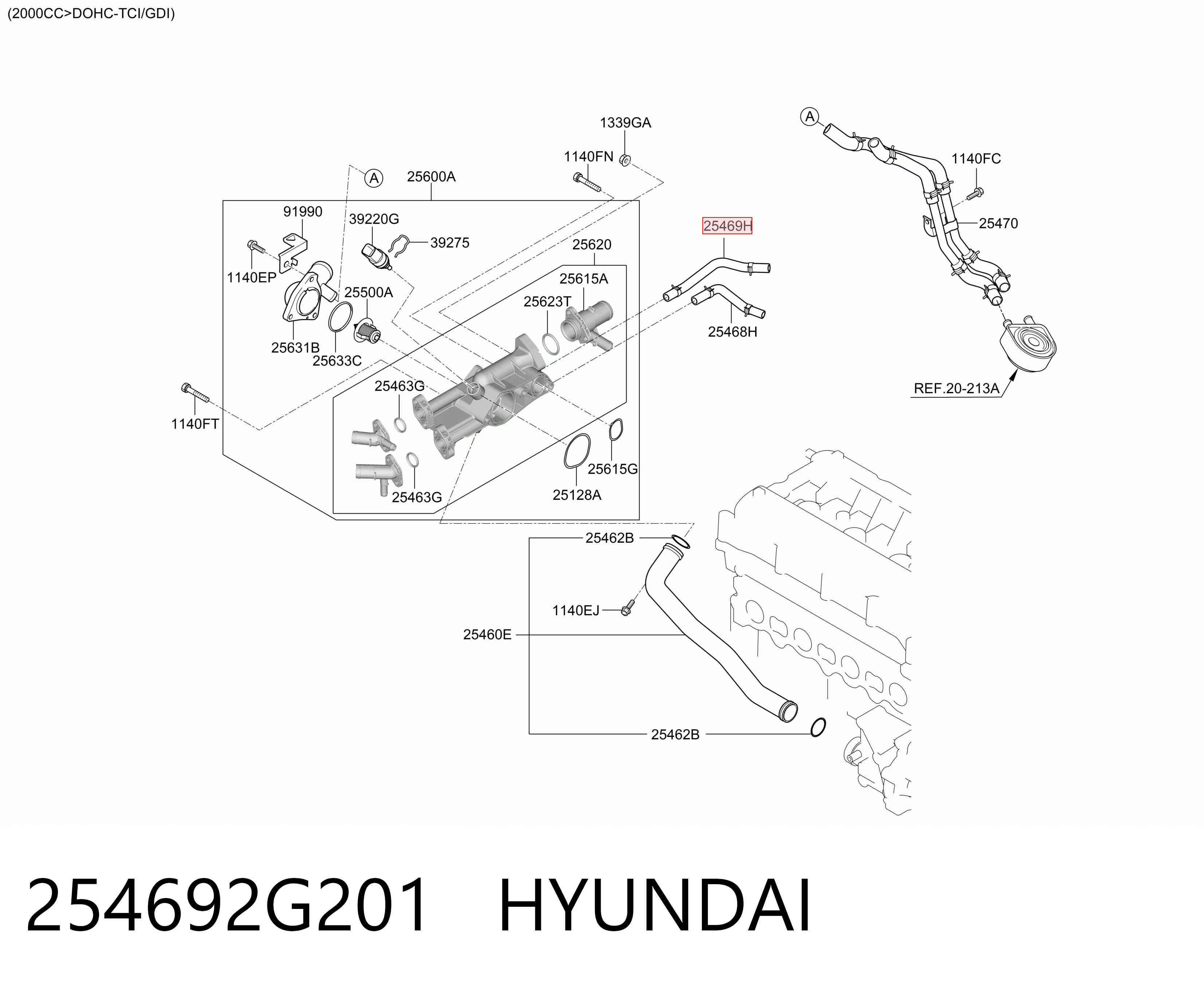 254692G201 Hyundai/Kia Manguera de refrigeración