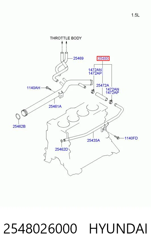 Manguera de refrigeración para KIA Cerato I LD