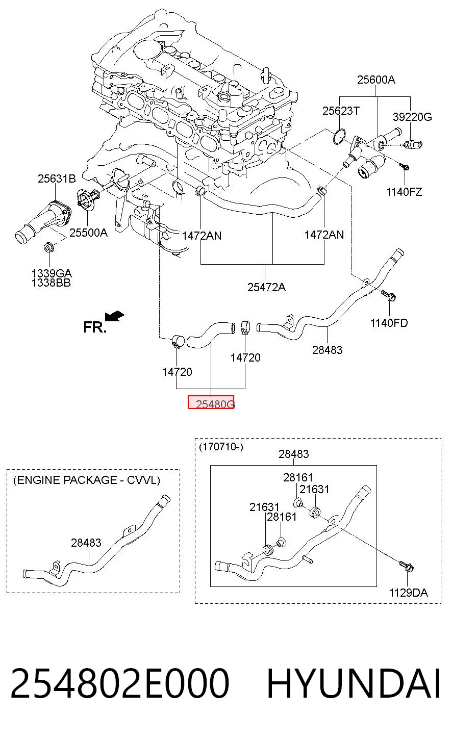 254802E000 Hyundai/Kia Manguera superior del radiador