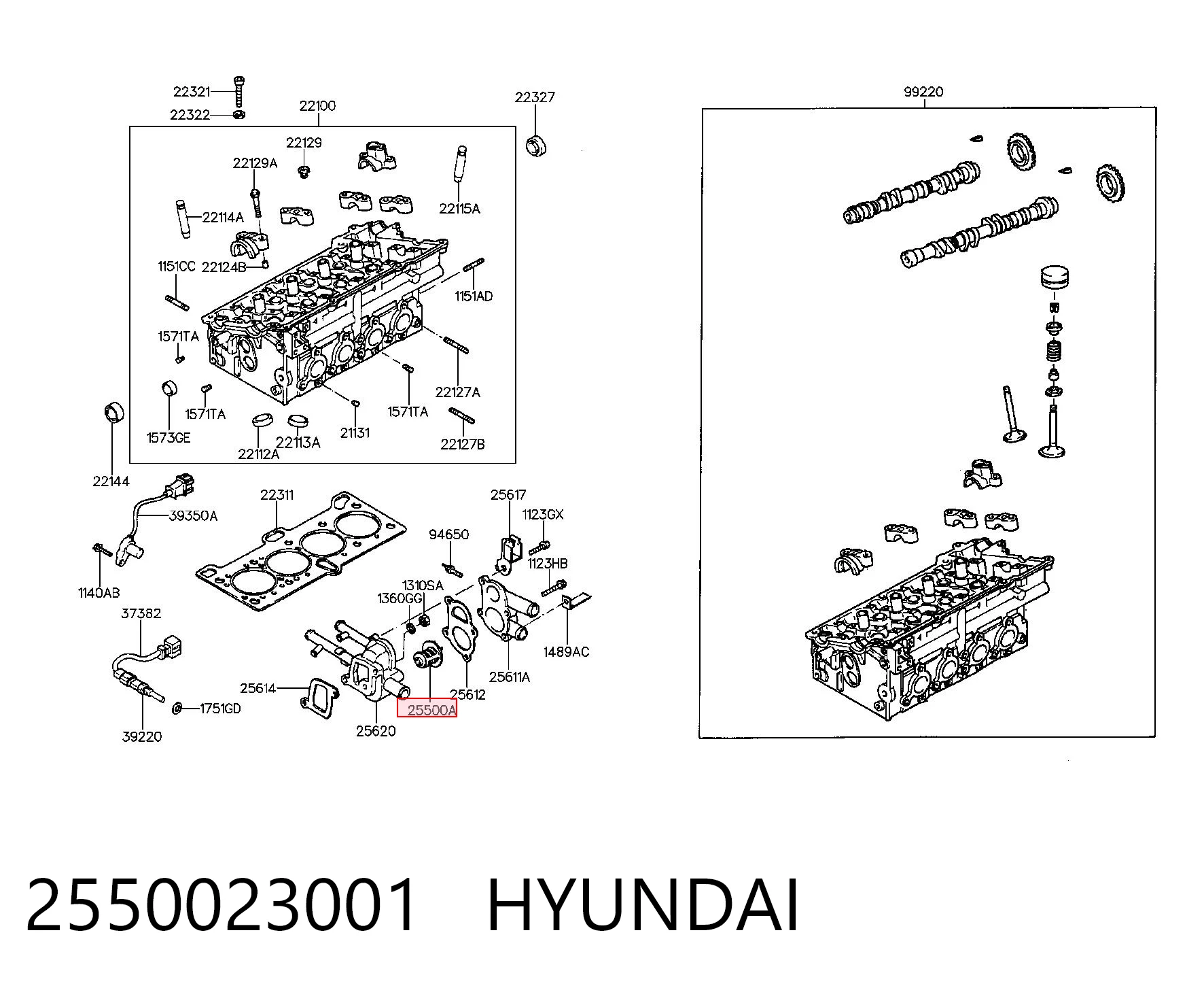 2550023001 Hyundai/Kia Termostato de agua
