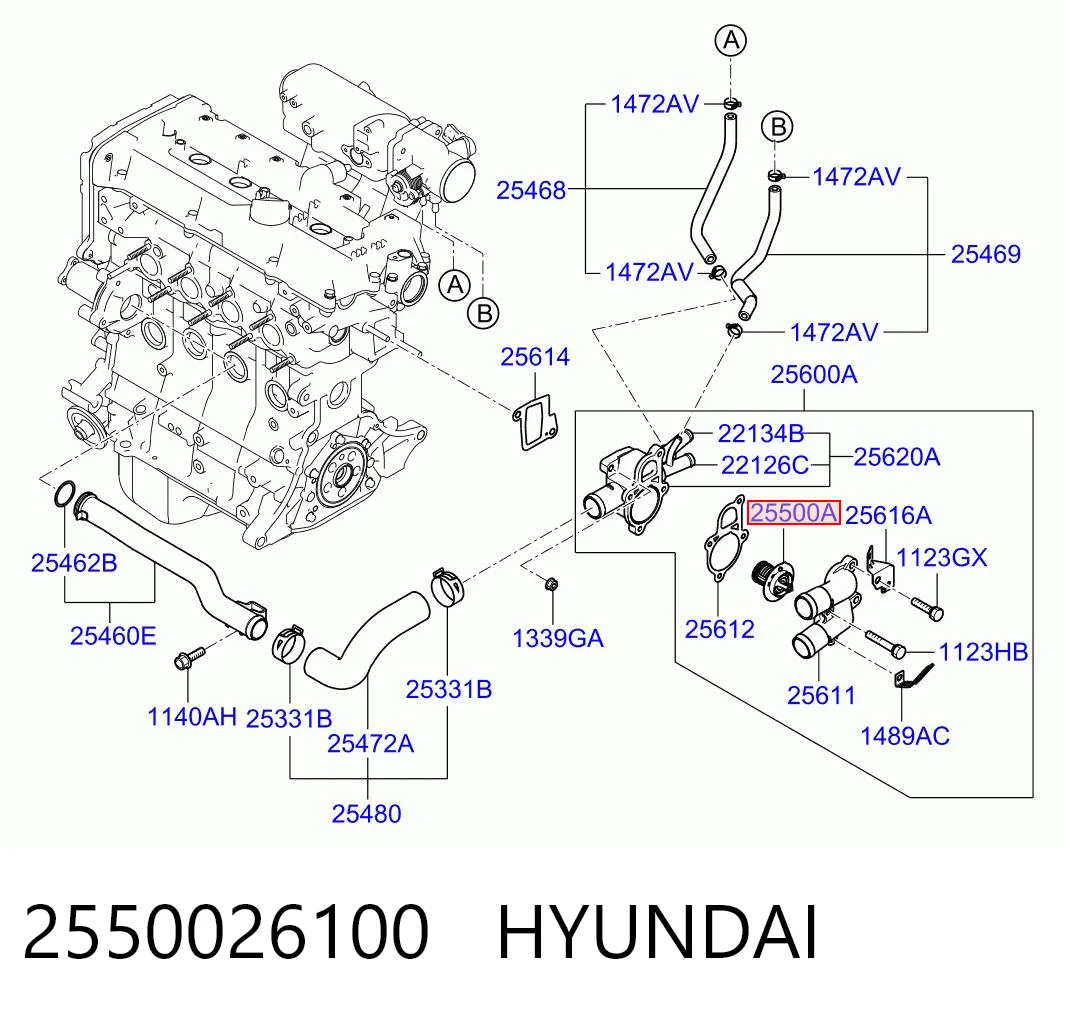 2550026100 Hyundai/Kia Termostato de agua