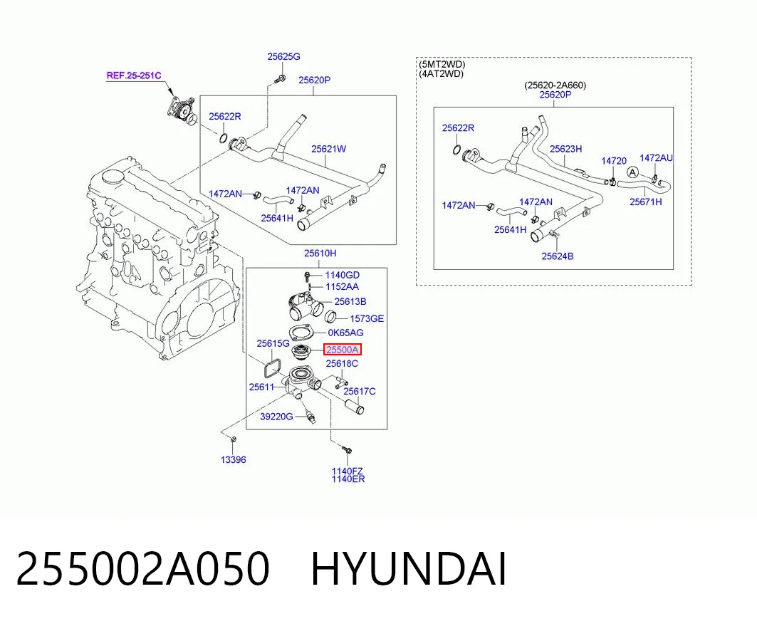 255002A050 Hyundai/Kia Termostato de agua