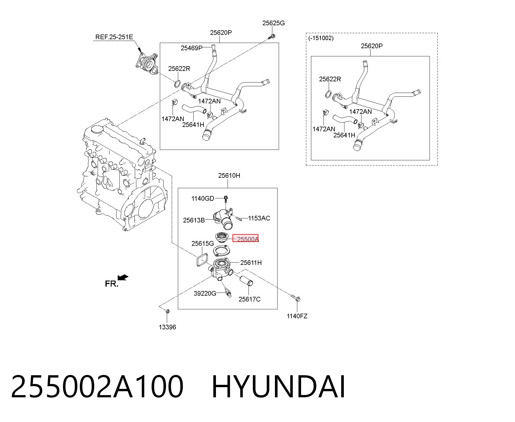 255002A100 Hyundai/Kia Termostato de agua