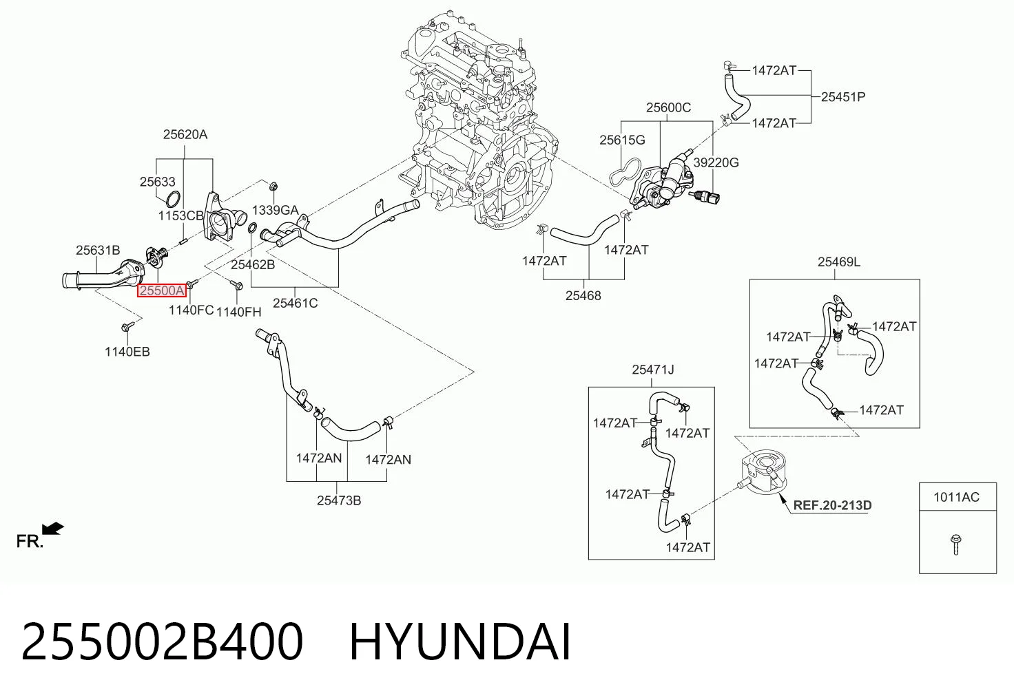 255002B400 Hyundai/Kia Termostato de agua