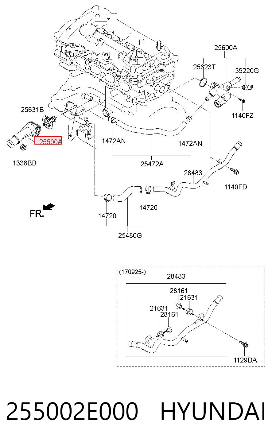 255002E000 Hyundai/Kia Termostato de agua